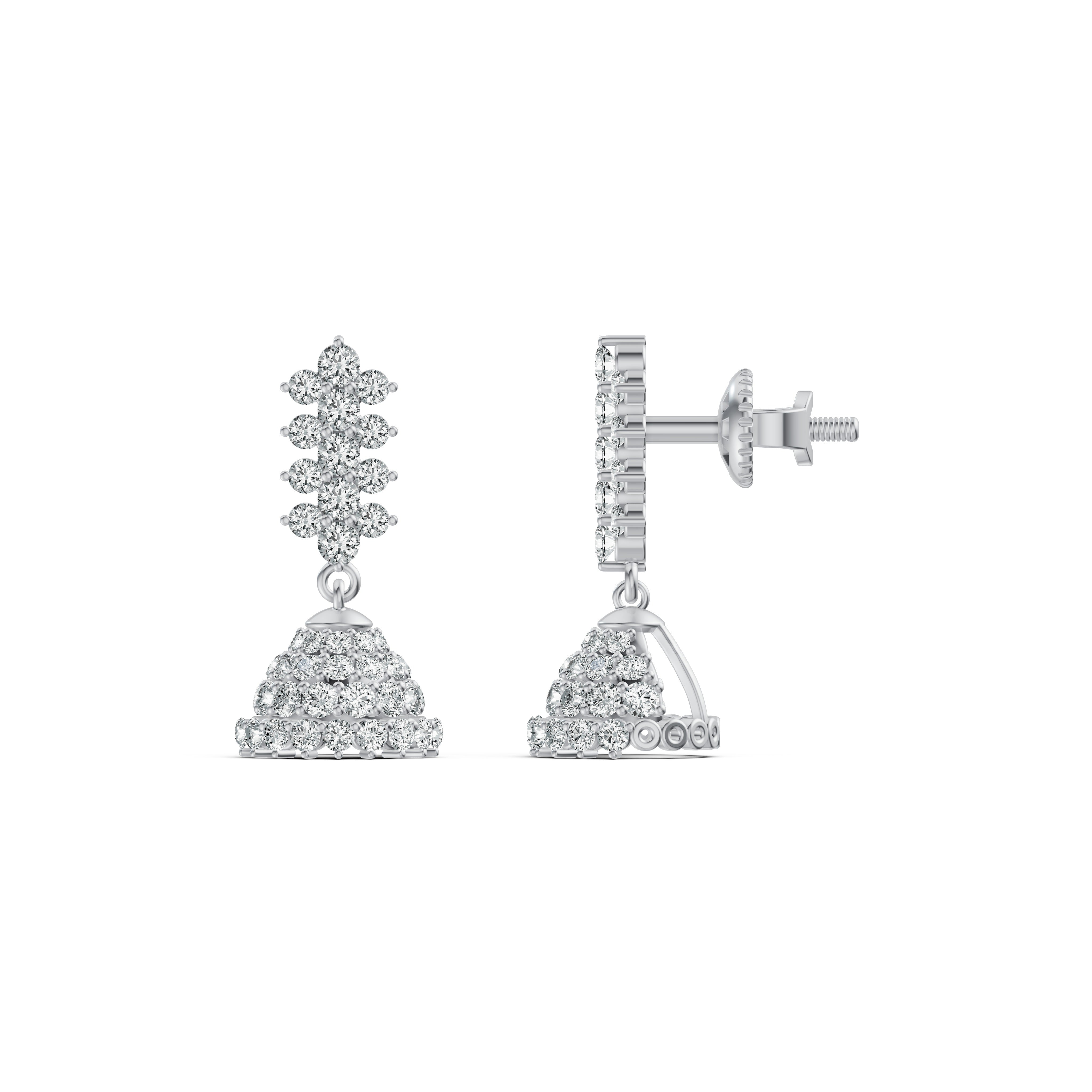 Floral Cluster Diamond Jhumka