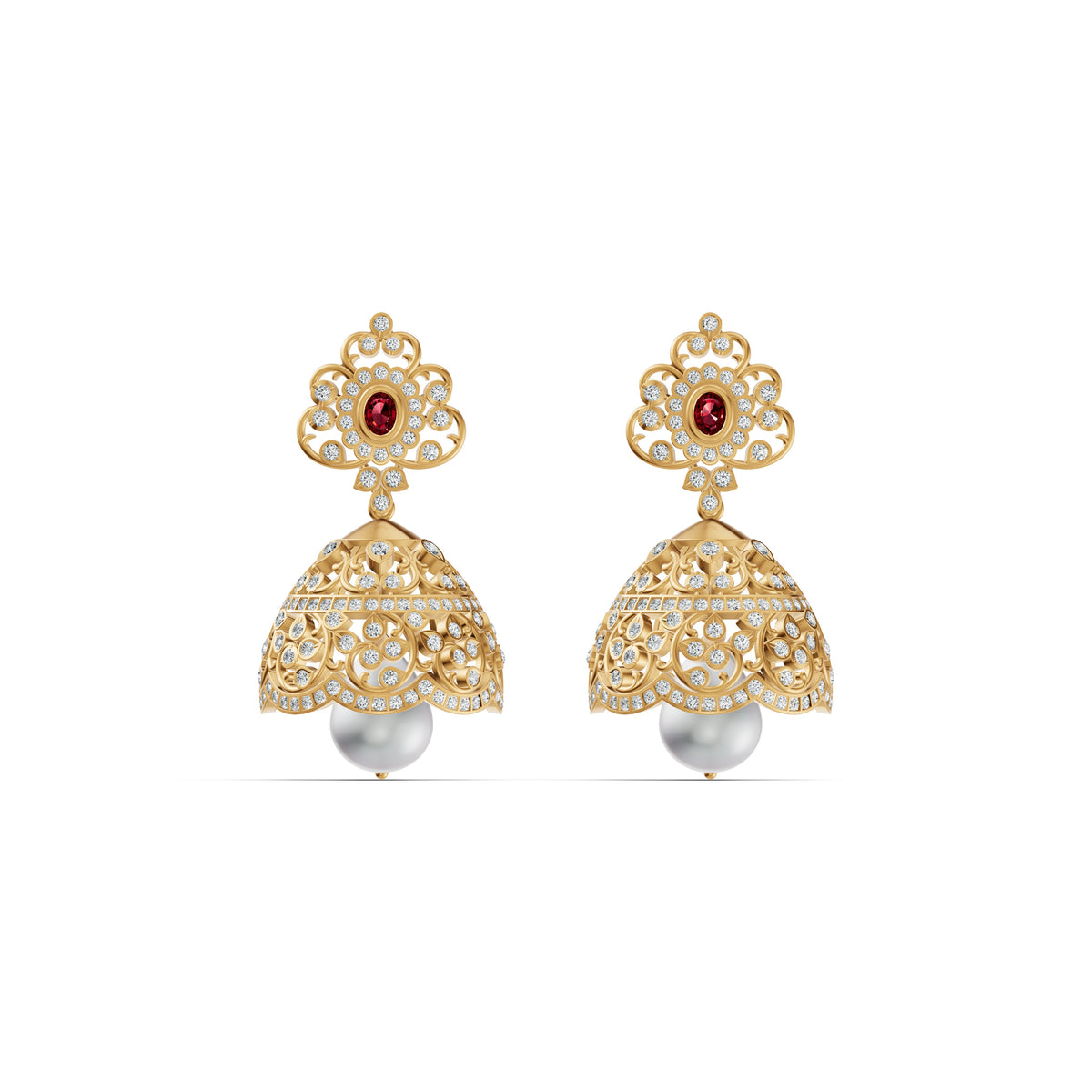 Royal Ruby Diamond Jhumka Earrings