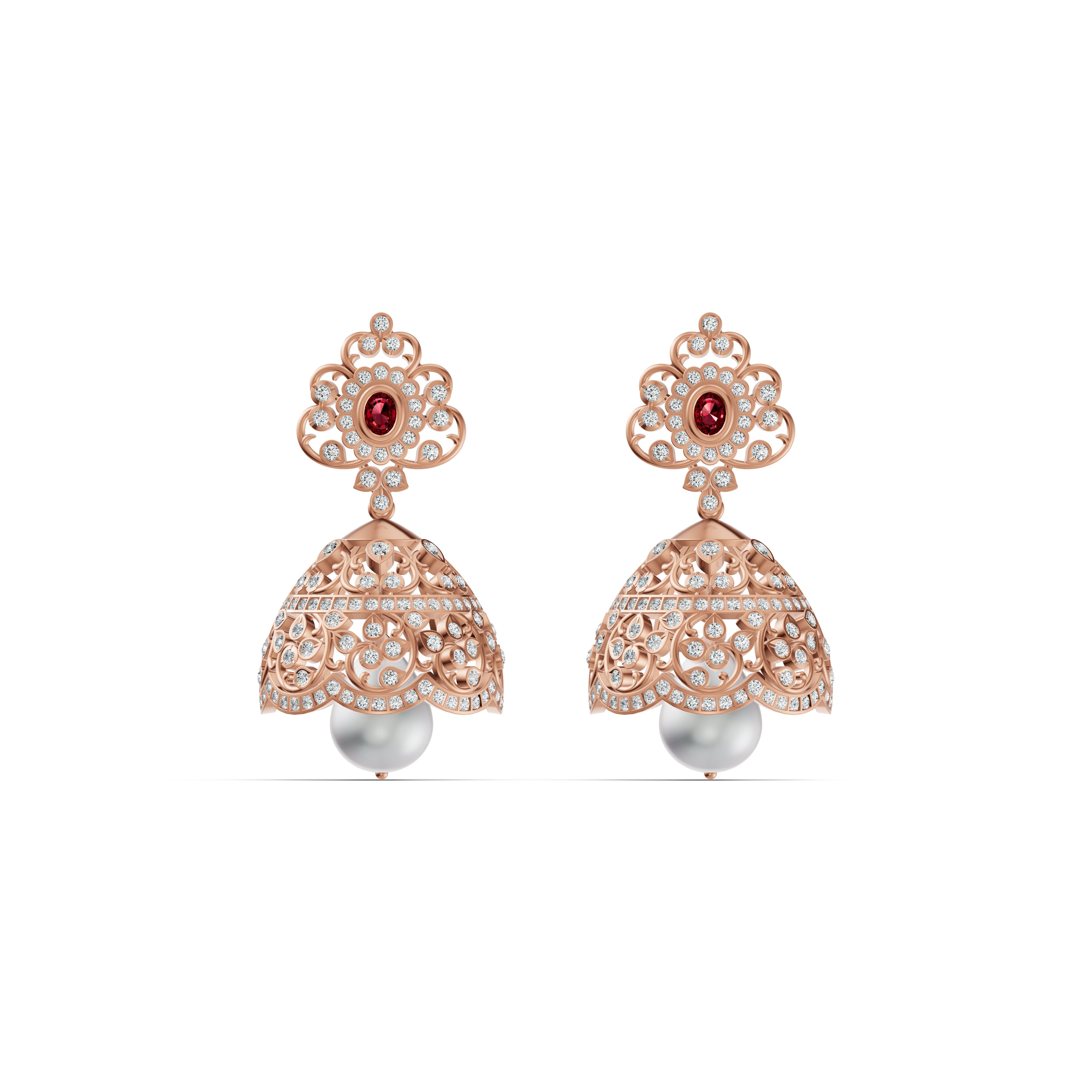 Royal Ruby Diamond Jhumka Earrings