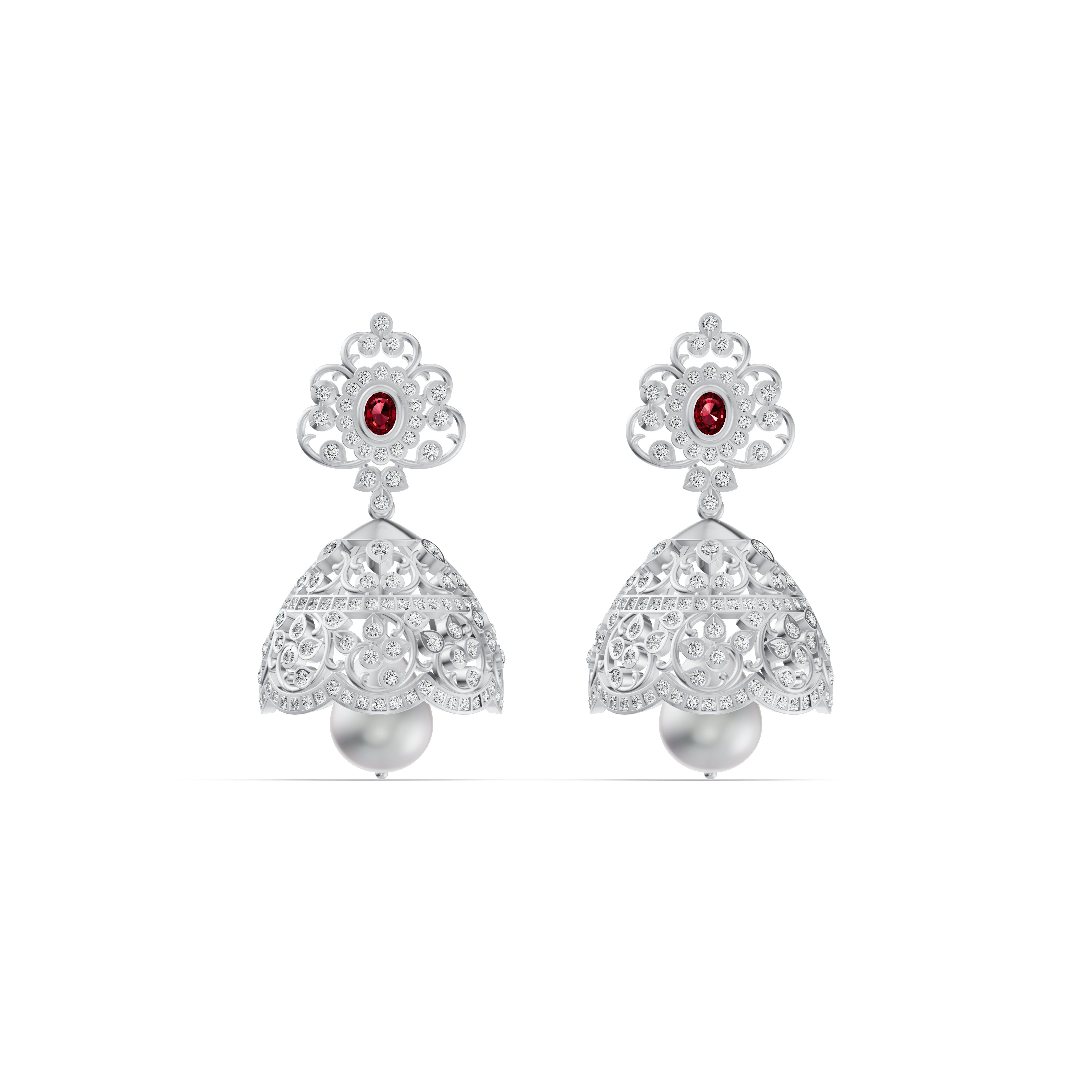 Royal Ruby Diamond Jhumka Earrings