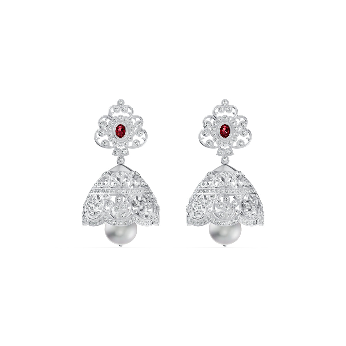 Royal Ruby Diamond Jhumka Earrings