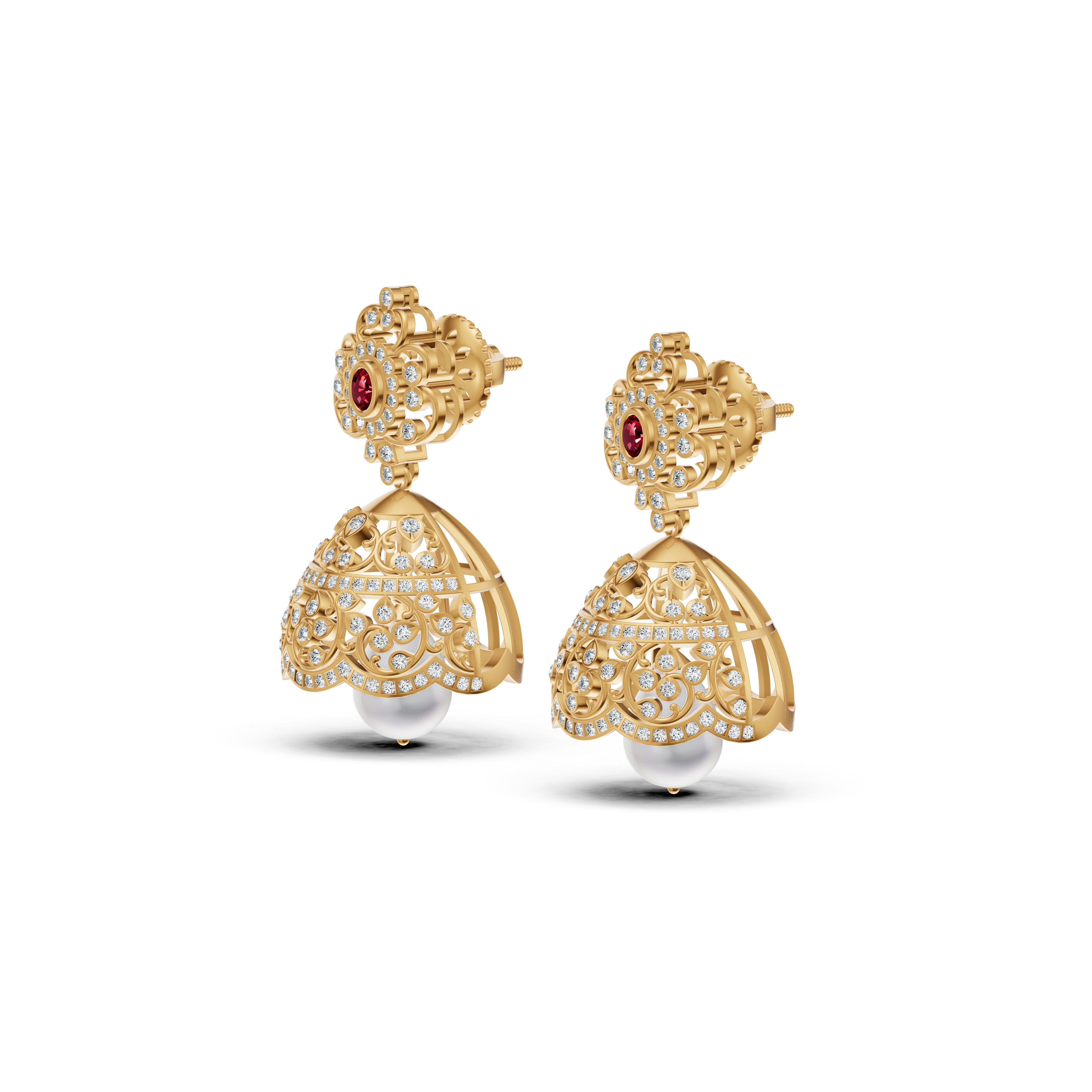 Royal Ruby Diamond Jhumka Earrings