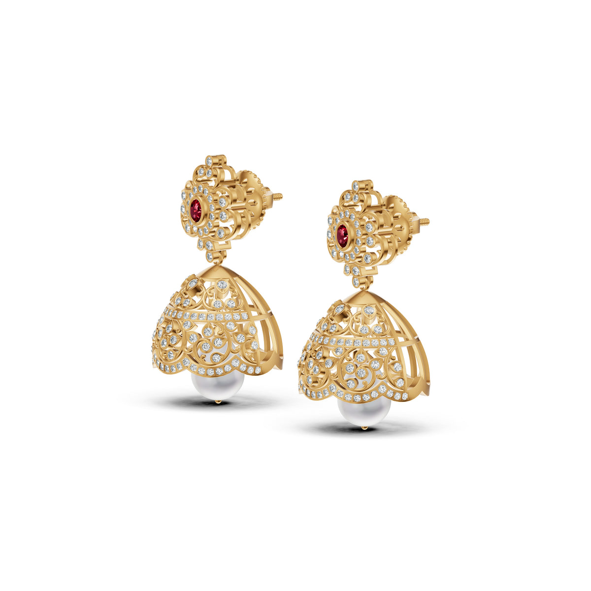 Royal Ruby Diamond Jhumka Earrings