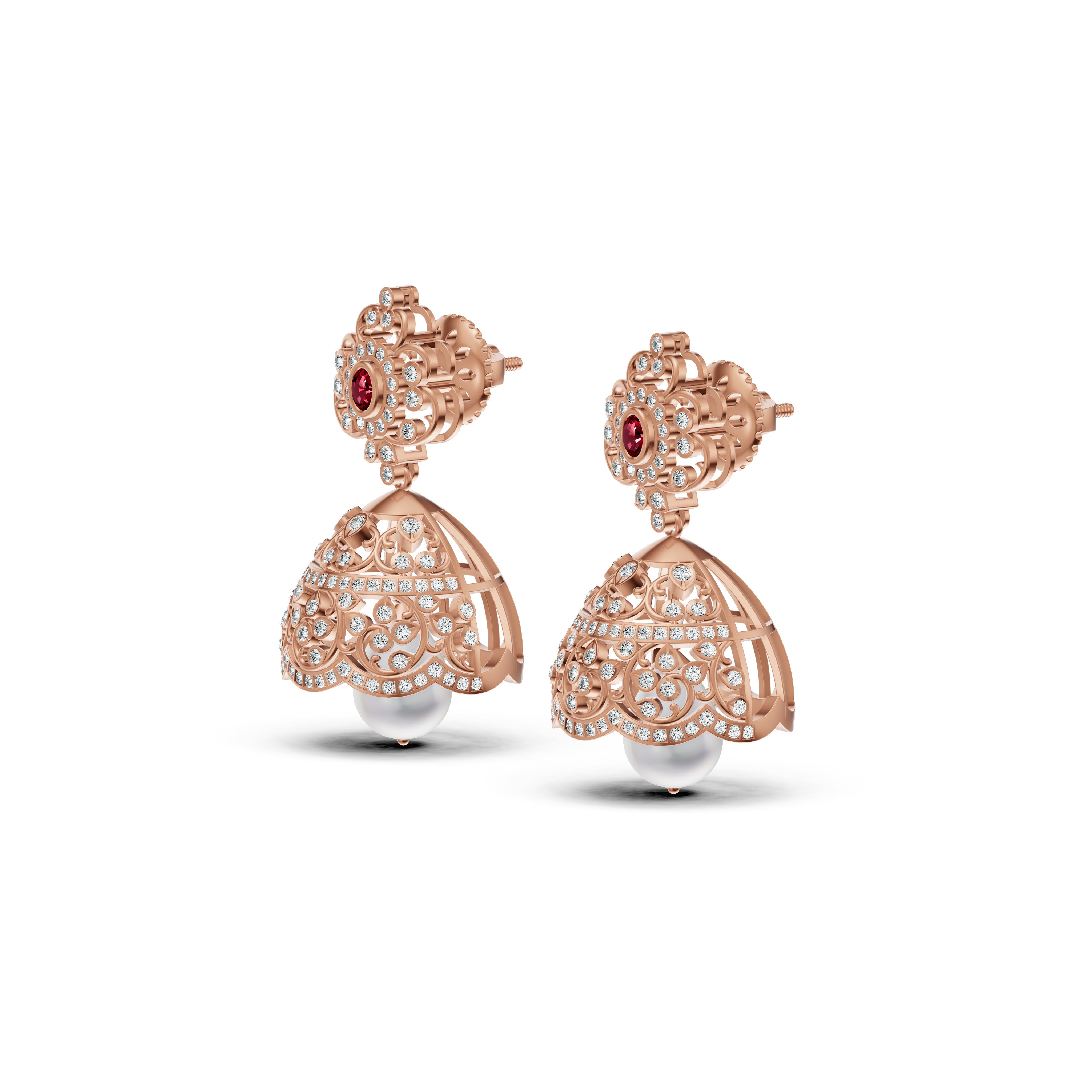 Royal Ruby Diamond Jhumka Earrings