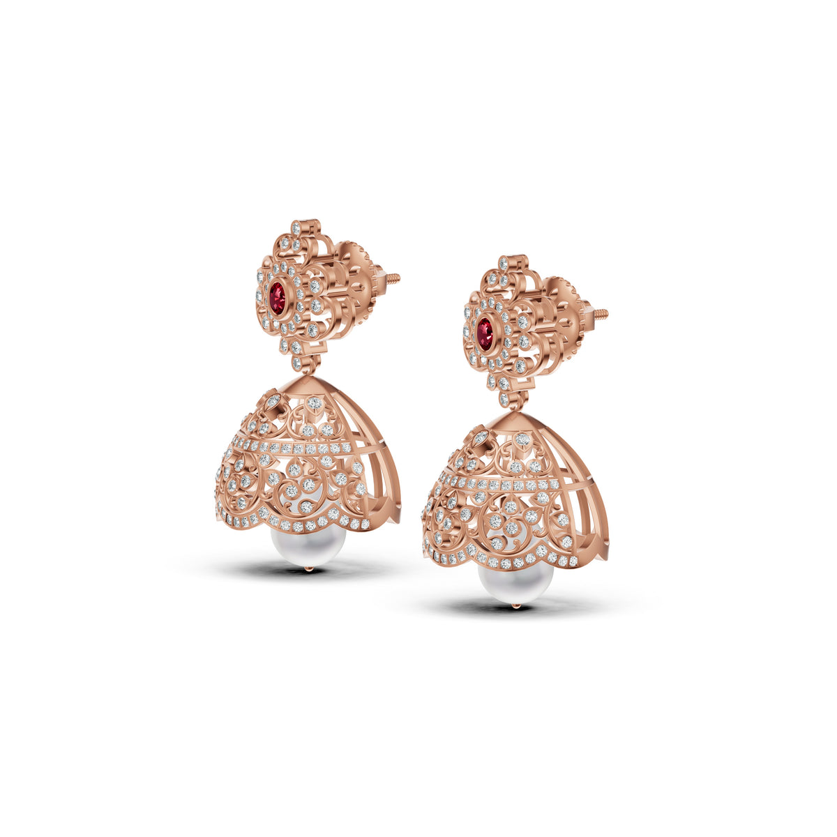 Royal Ruby Diamond Jhumka Earrings