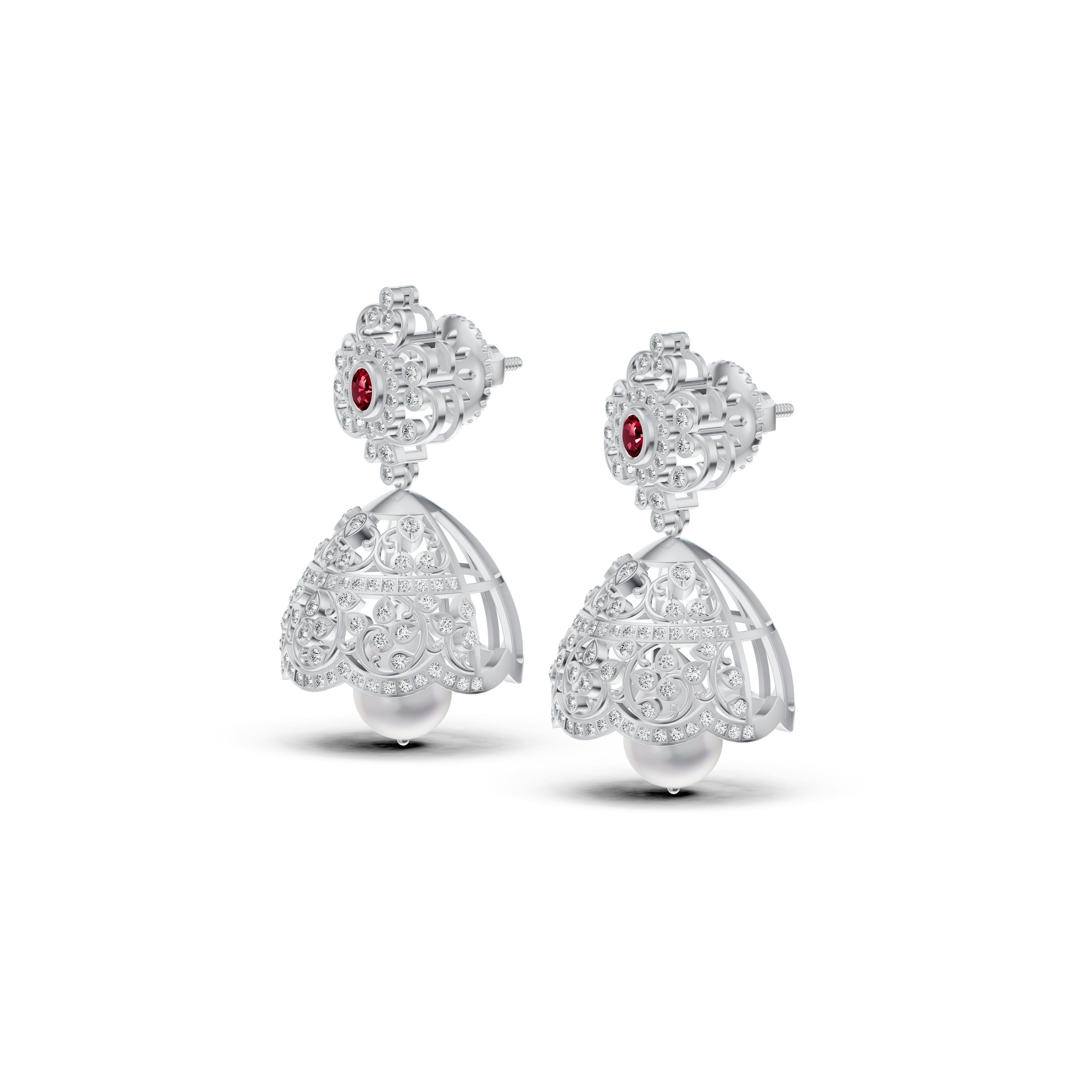 Royal Ruby Diamond Jhumka Earrings