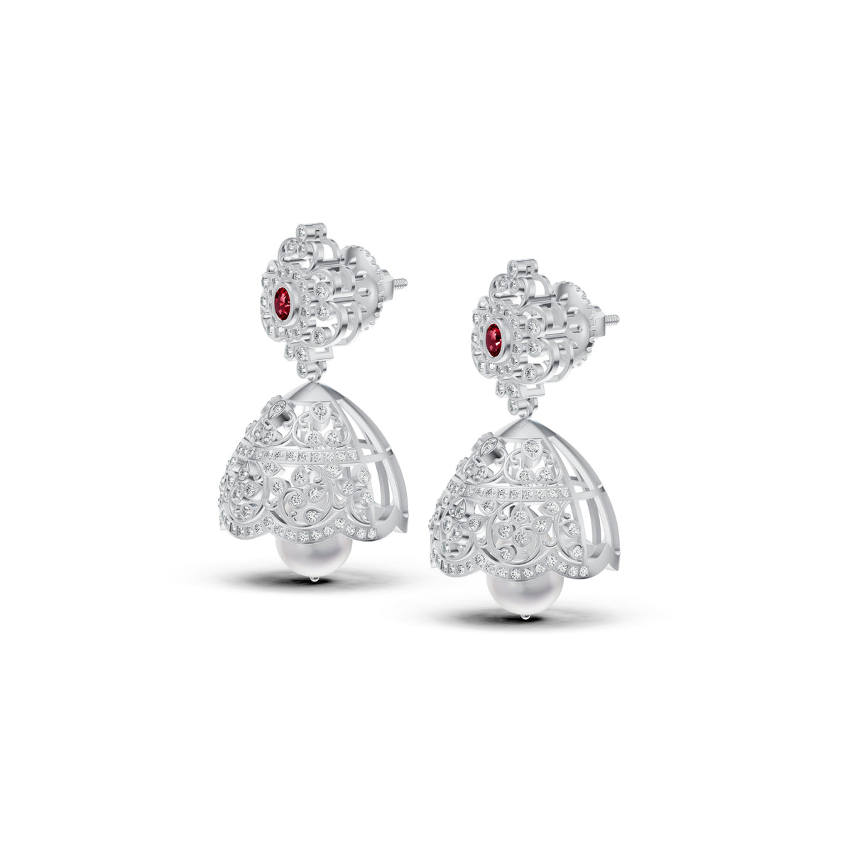 Royal Ruby Diamond Jhumka Earrings