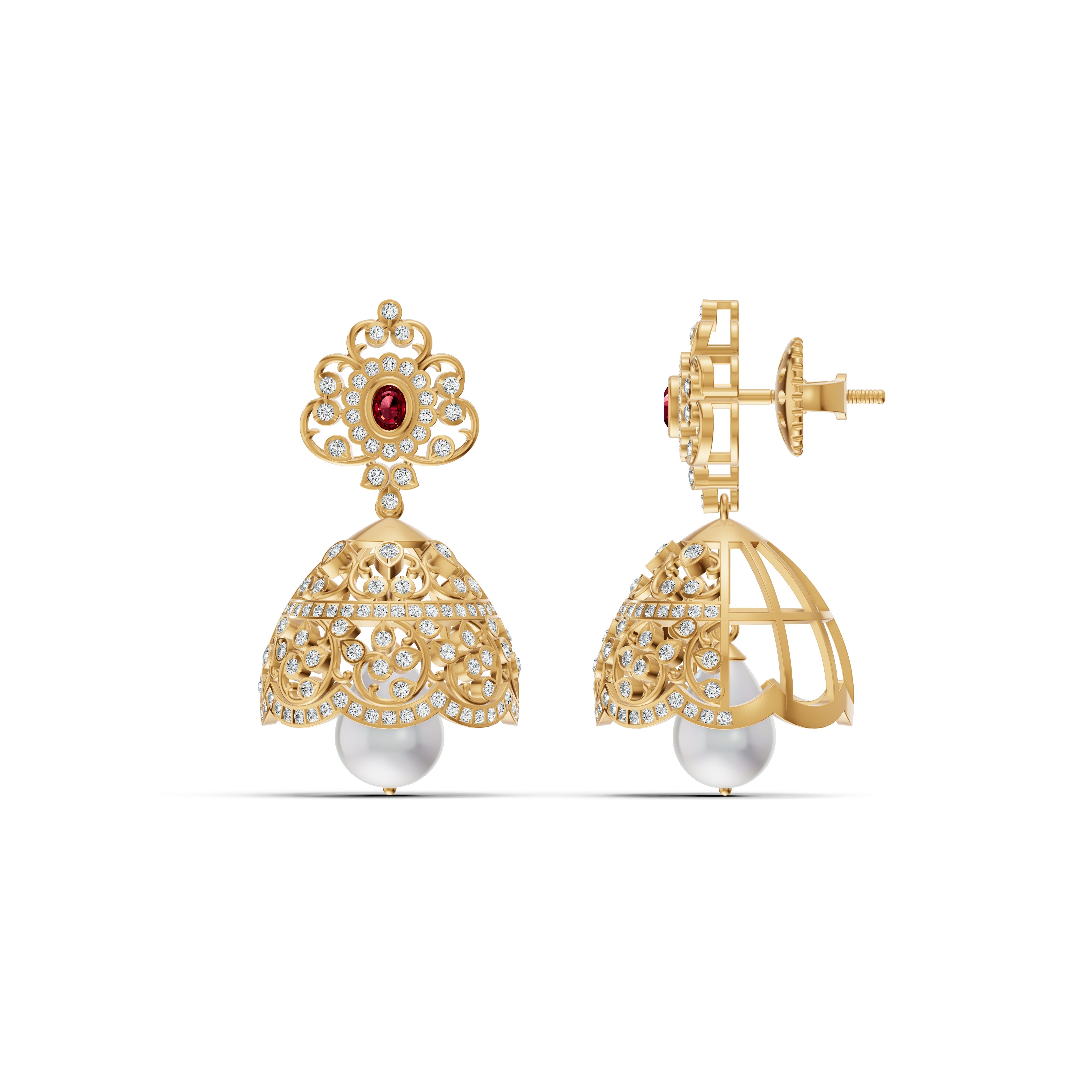 Royal Ruby Diamond Jhumka Earrings