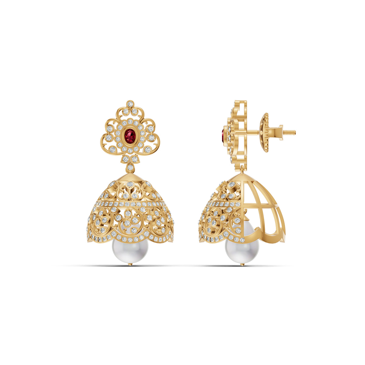 Royal Ruby Diamond Jhumka Earrings
