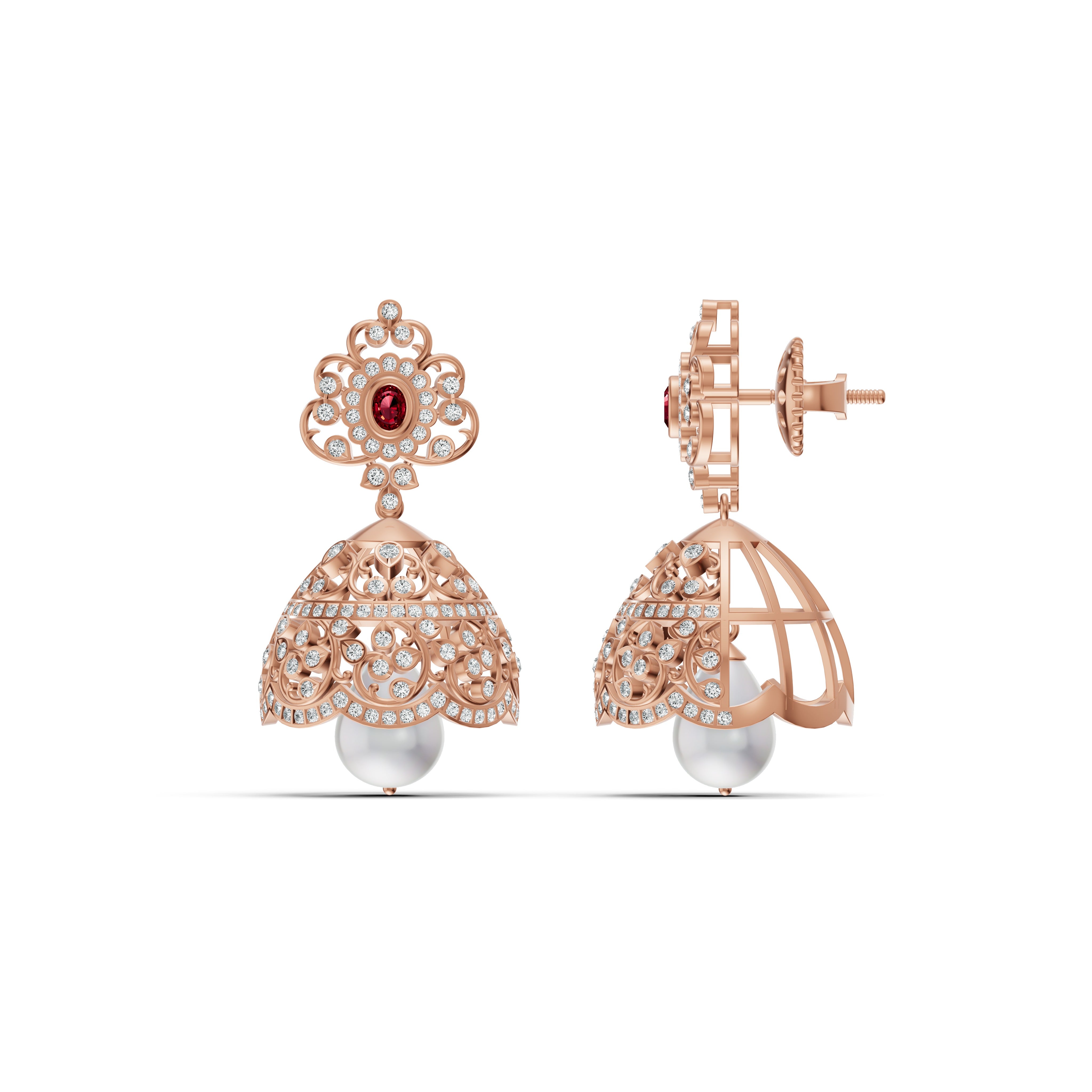 Royal Ruby Diamond Jhumka Earrings