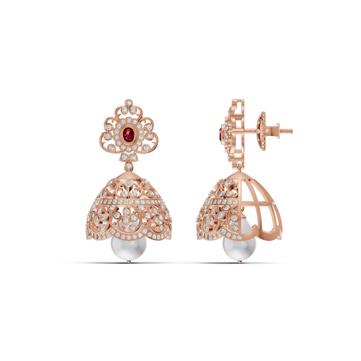 Royal Ruby Diamond Jhumka Earrings