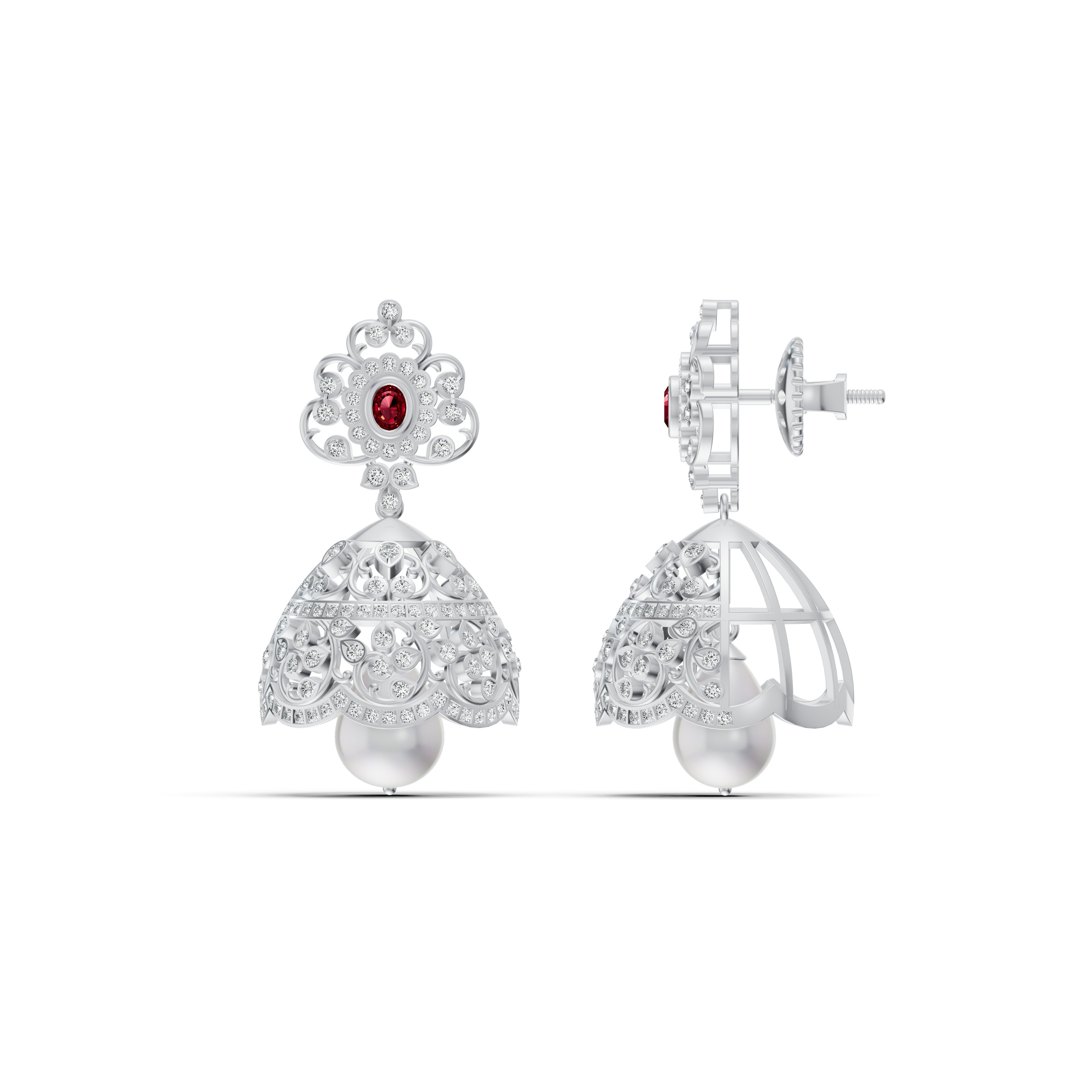 Royal Ruby Diamond Jhumka Earrings