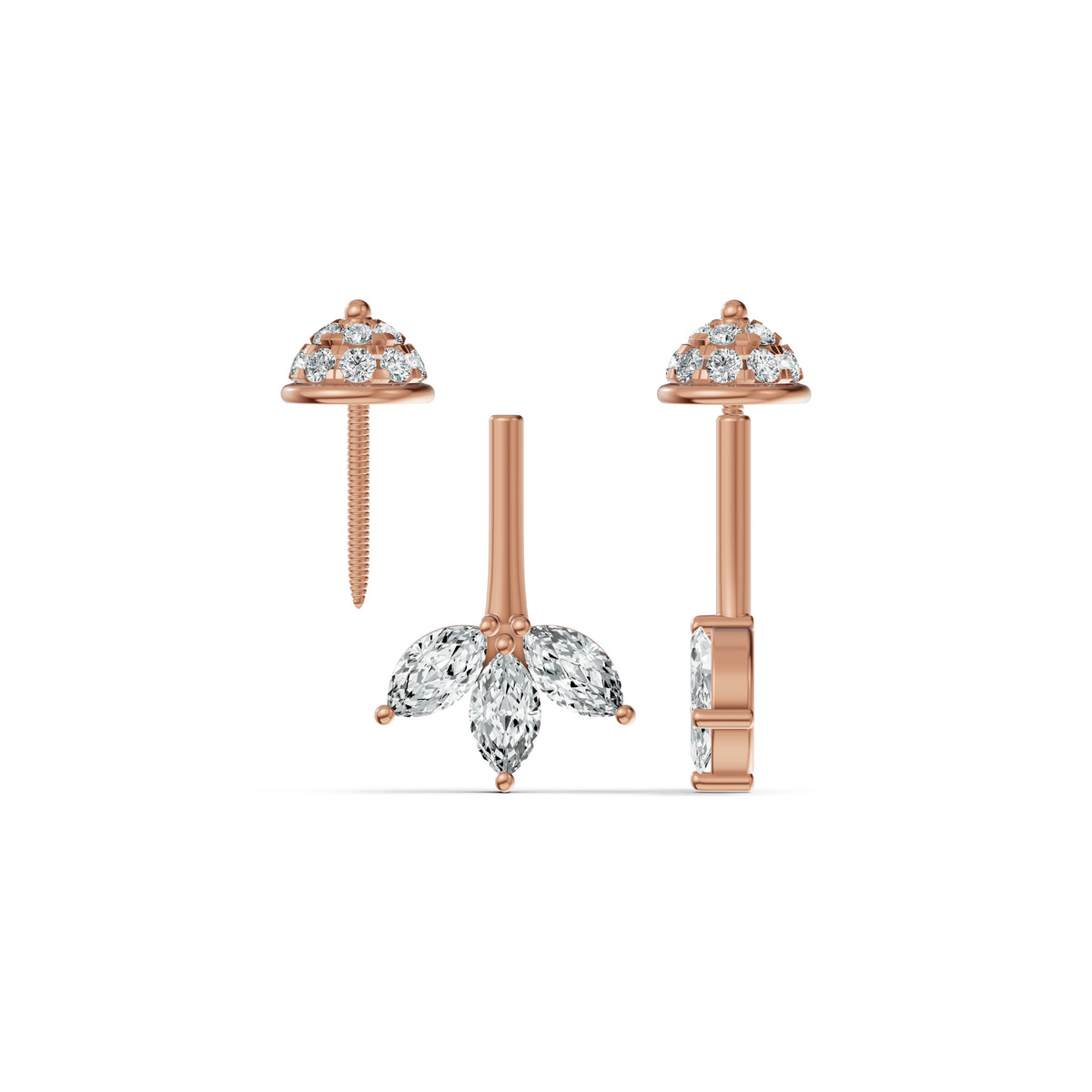 Marquise Petal Diamond Koppu Earrings