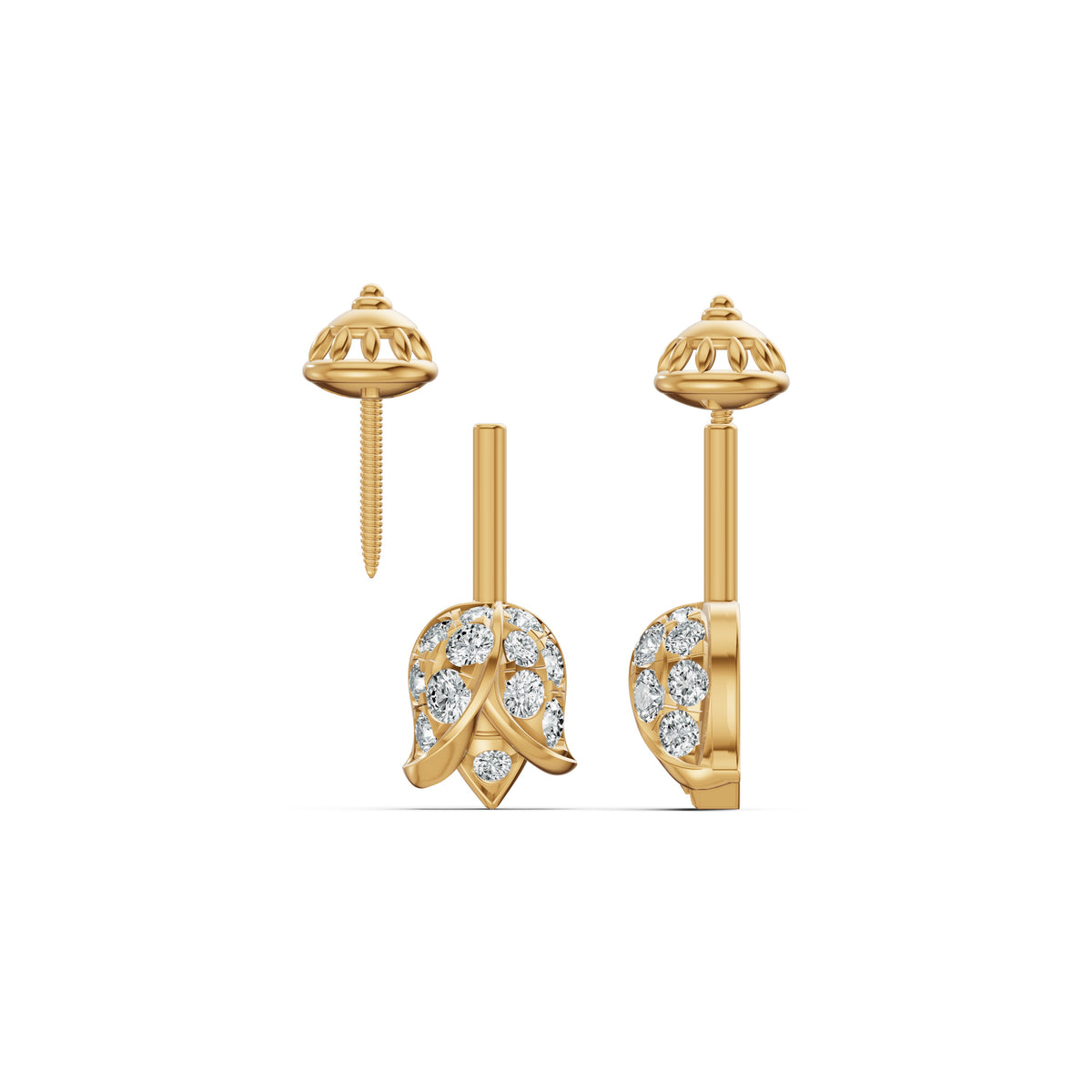Lotus Bud Diamond Koppu Earrings