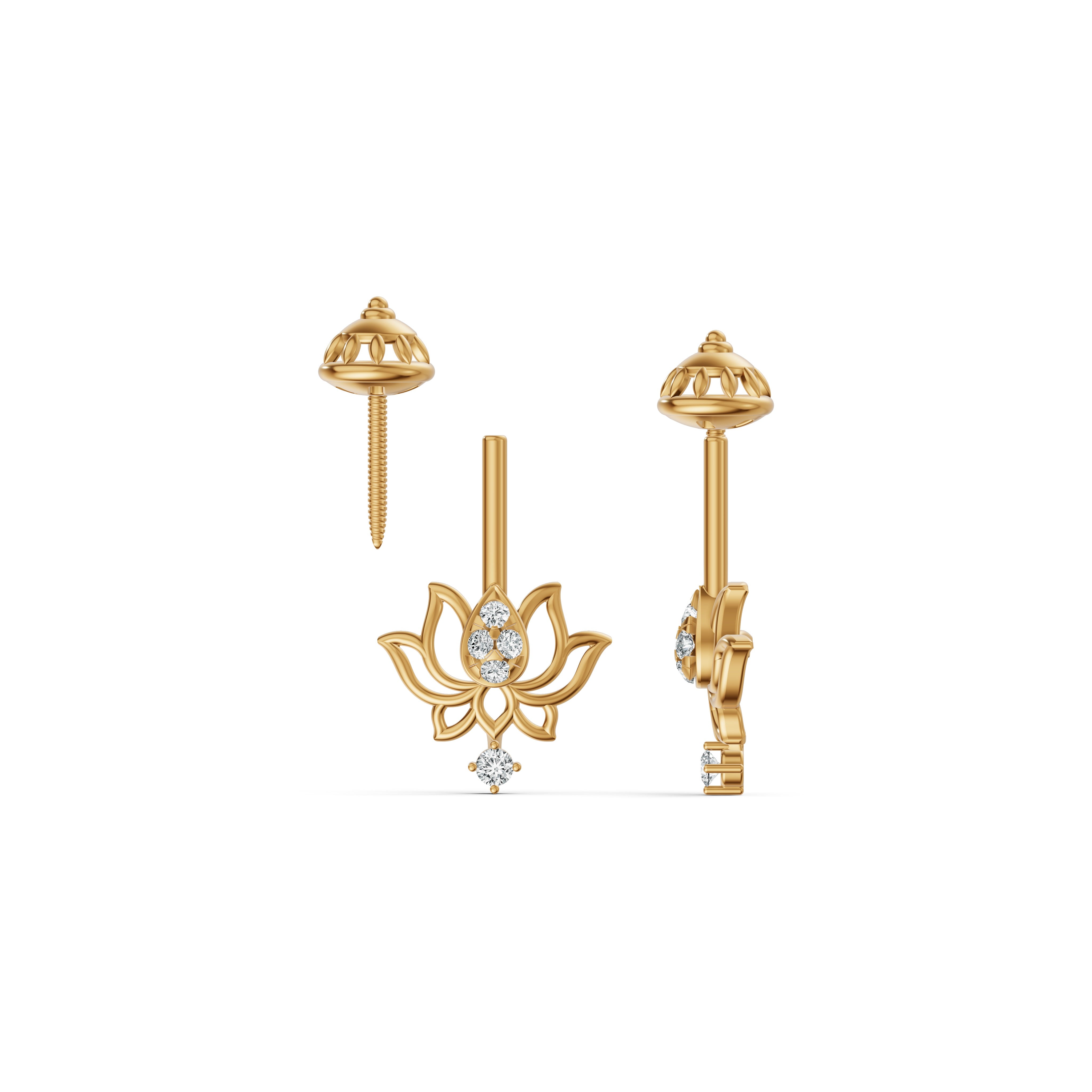 Blooming Lotus Diamond Koppu Earrings