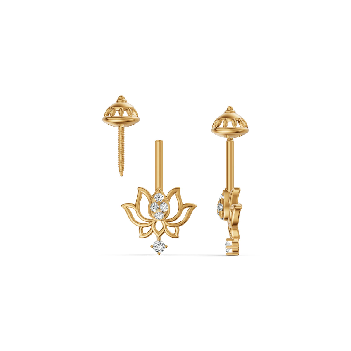 Blooming Lotus Diamond Koppu Earrings