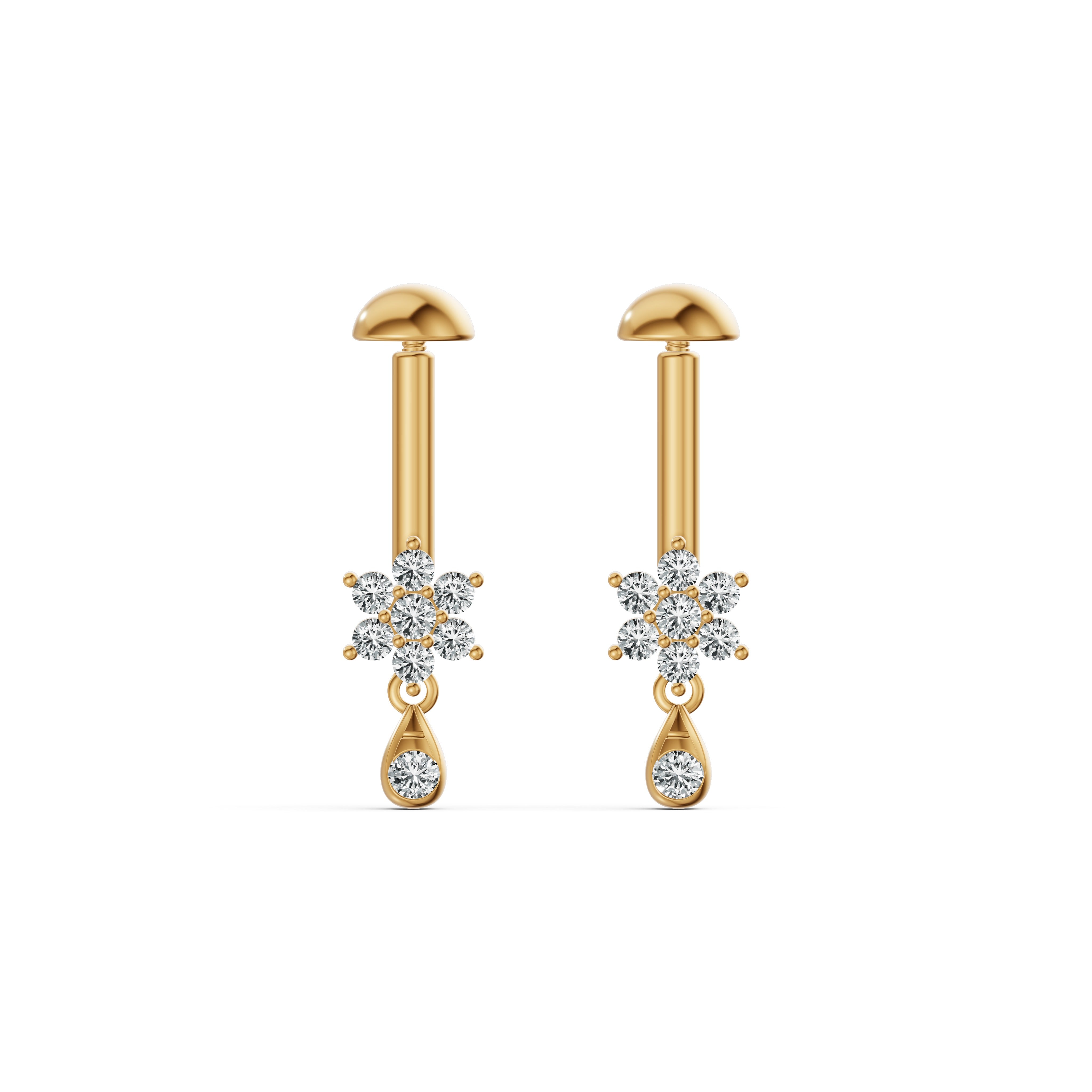 Floral Drop Diamond Koppu Earrings