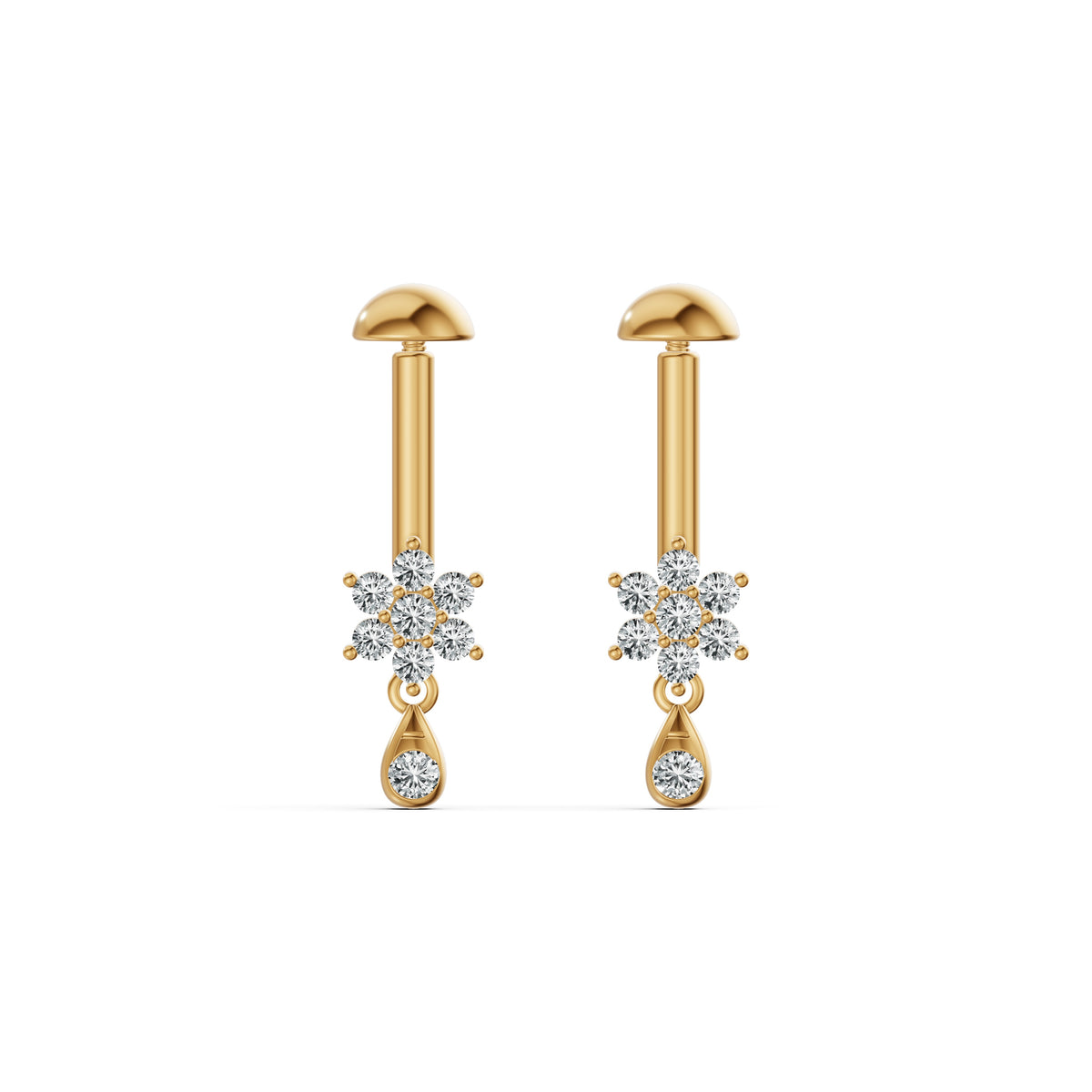 Floral Drop Diamond Koppu Earrings