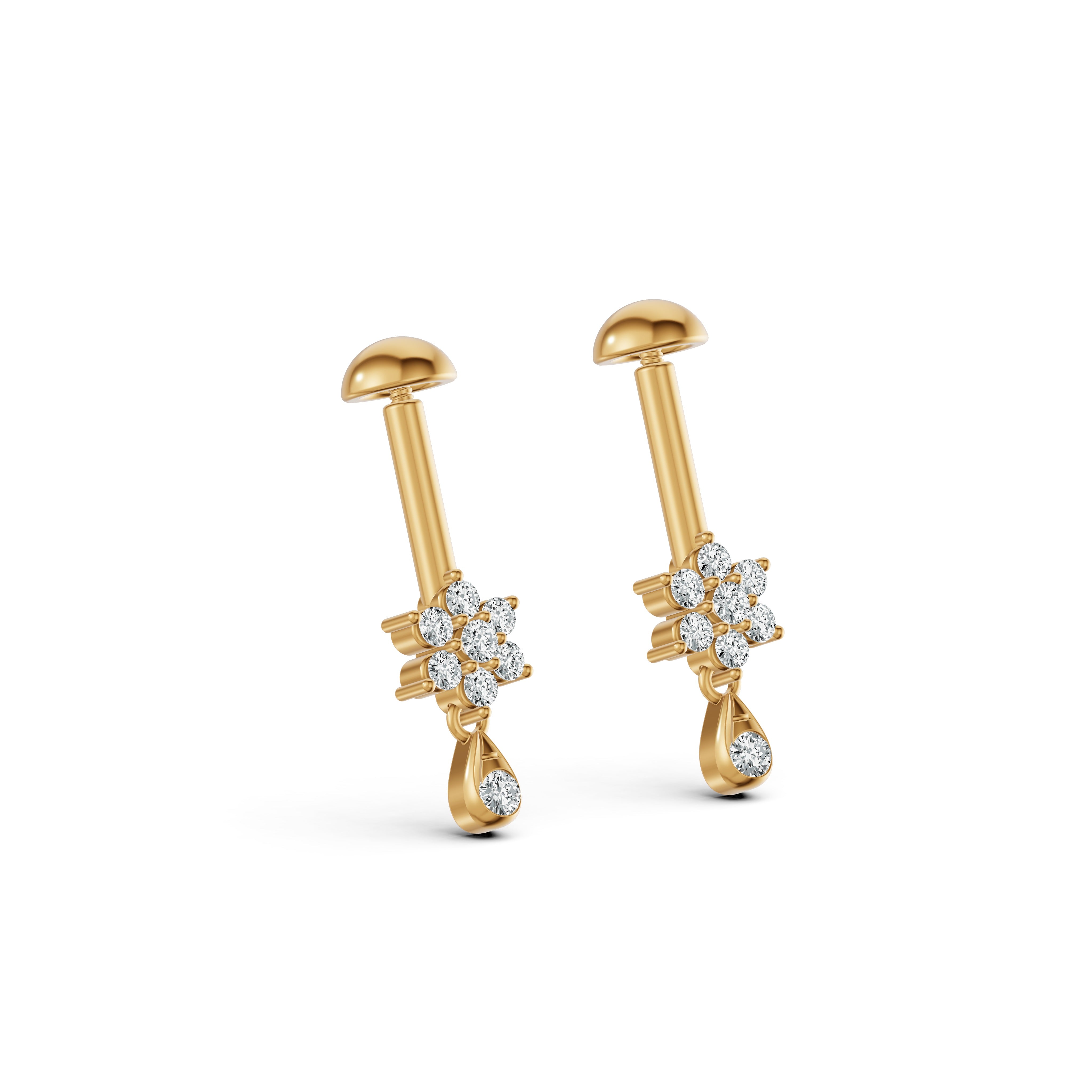 Floral Drop Diamond Koppu Earrings