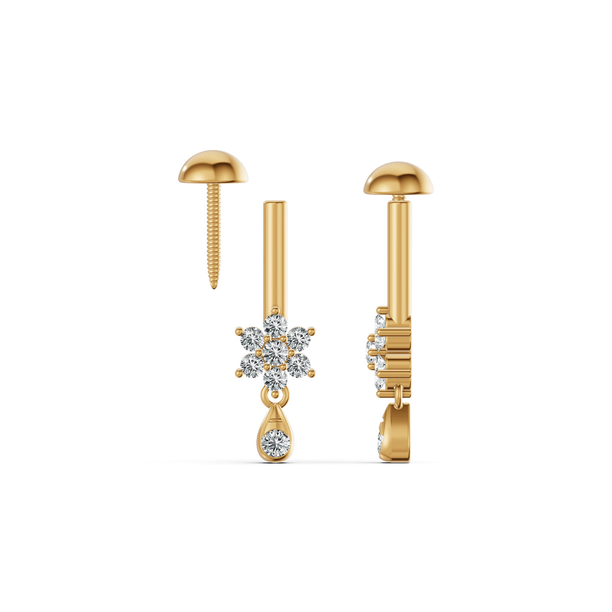 Floral Drop Diamond Koppu Earrings