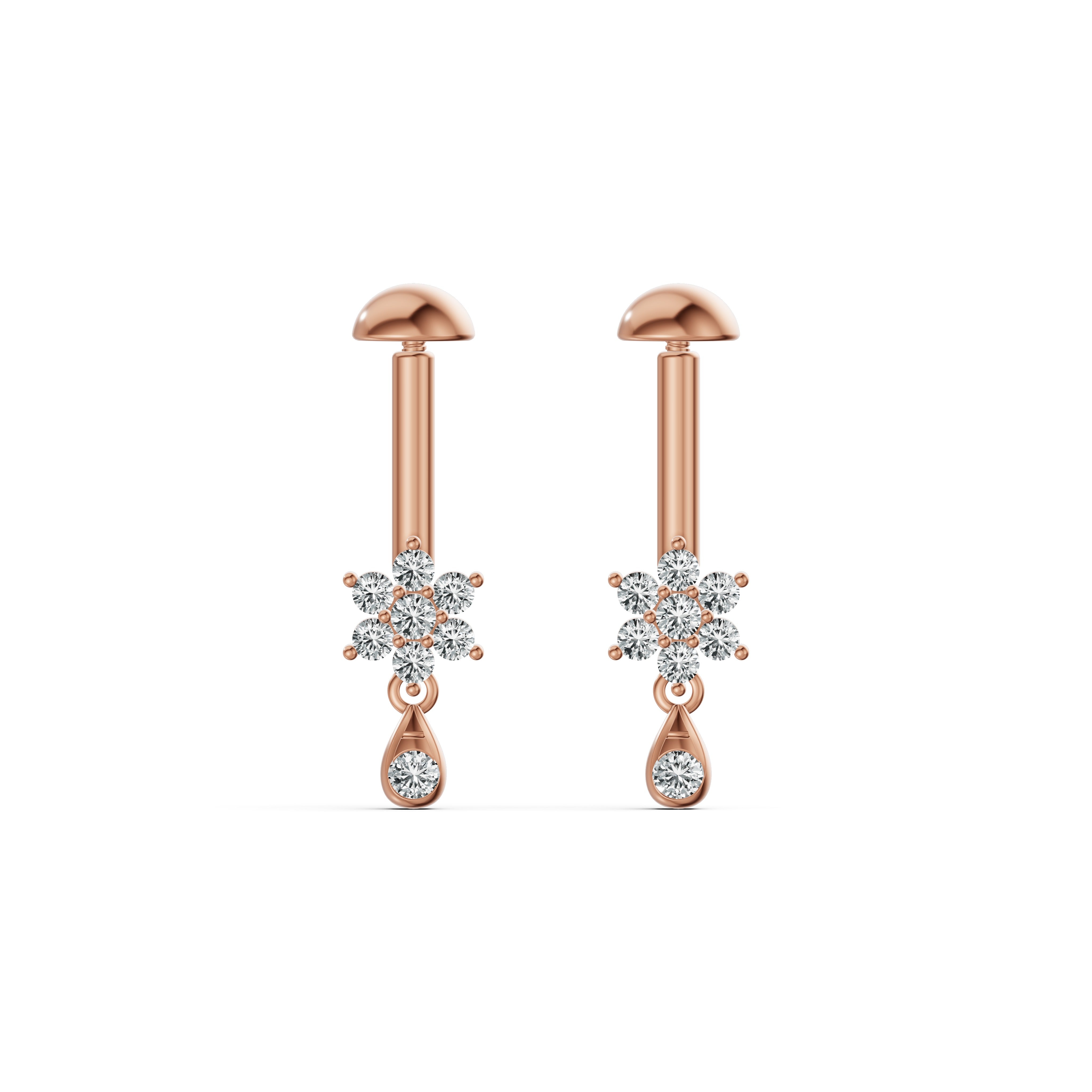 Floral Drop Diamond Koppu Earrings