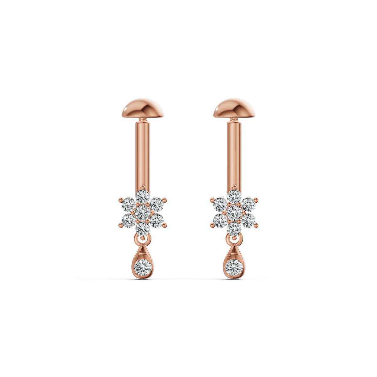 Floral Drop Diamond Koppu Earrings