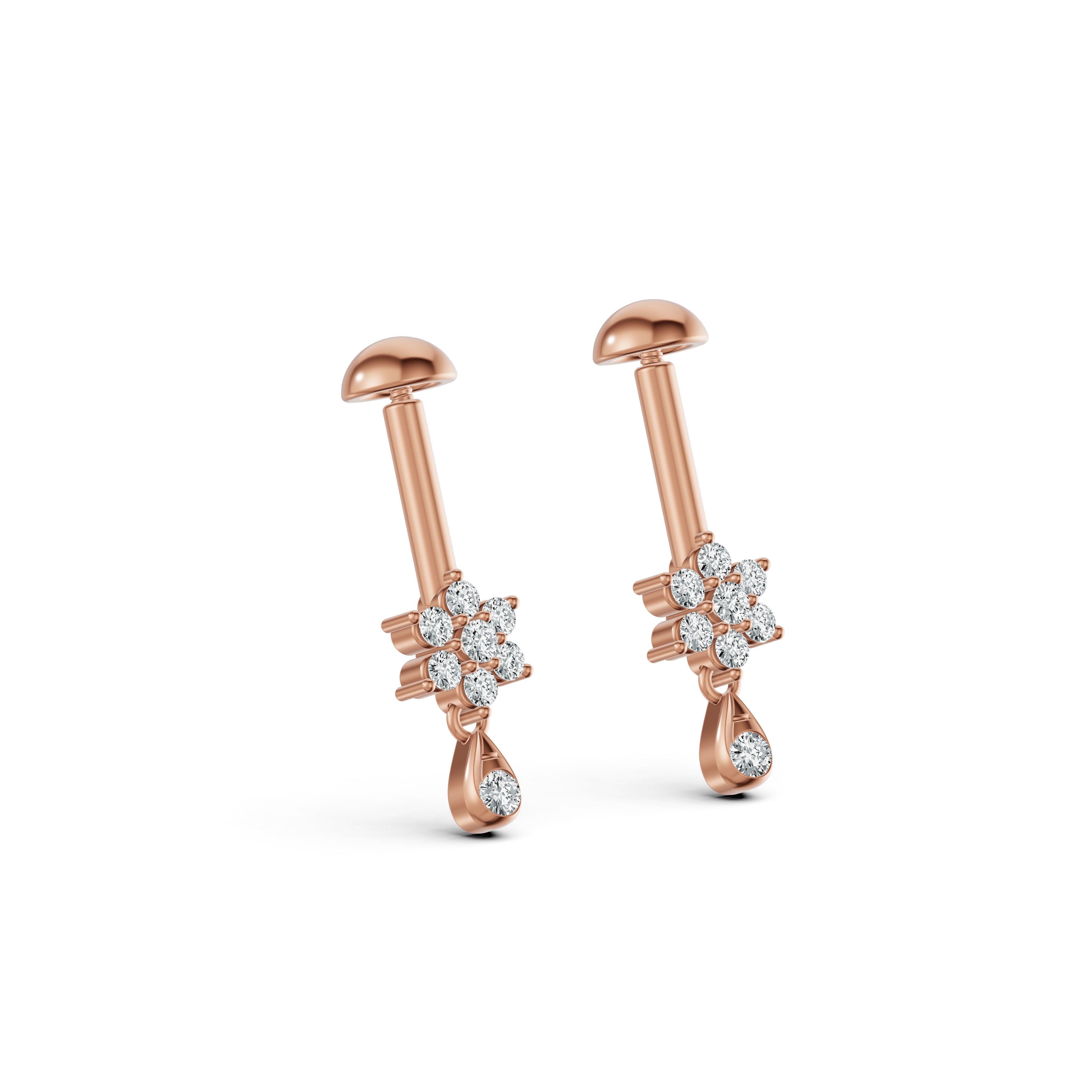 Floral Drop Diamond Koppu Earrings