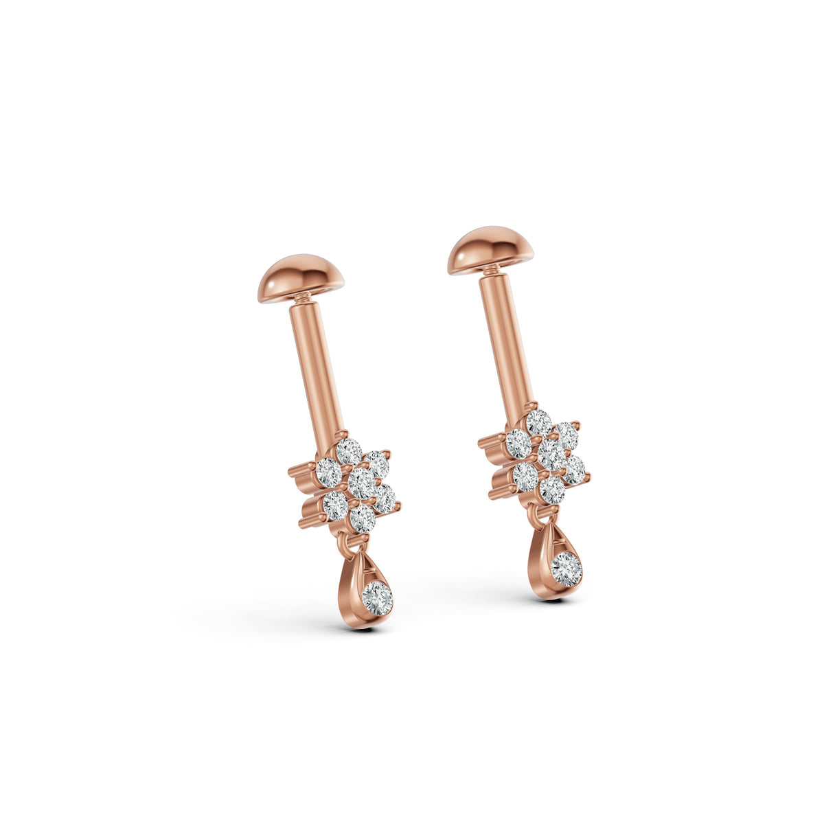 Floral Drop Diamond Koppu Earrings