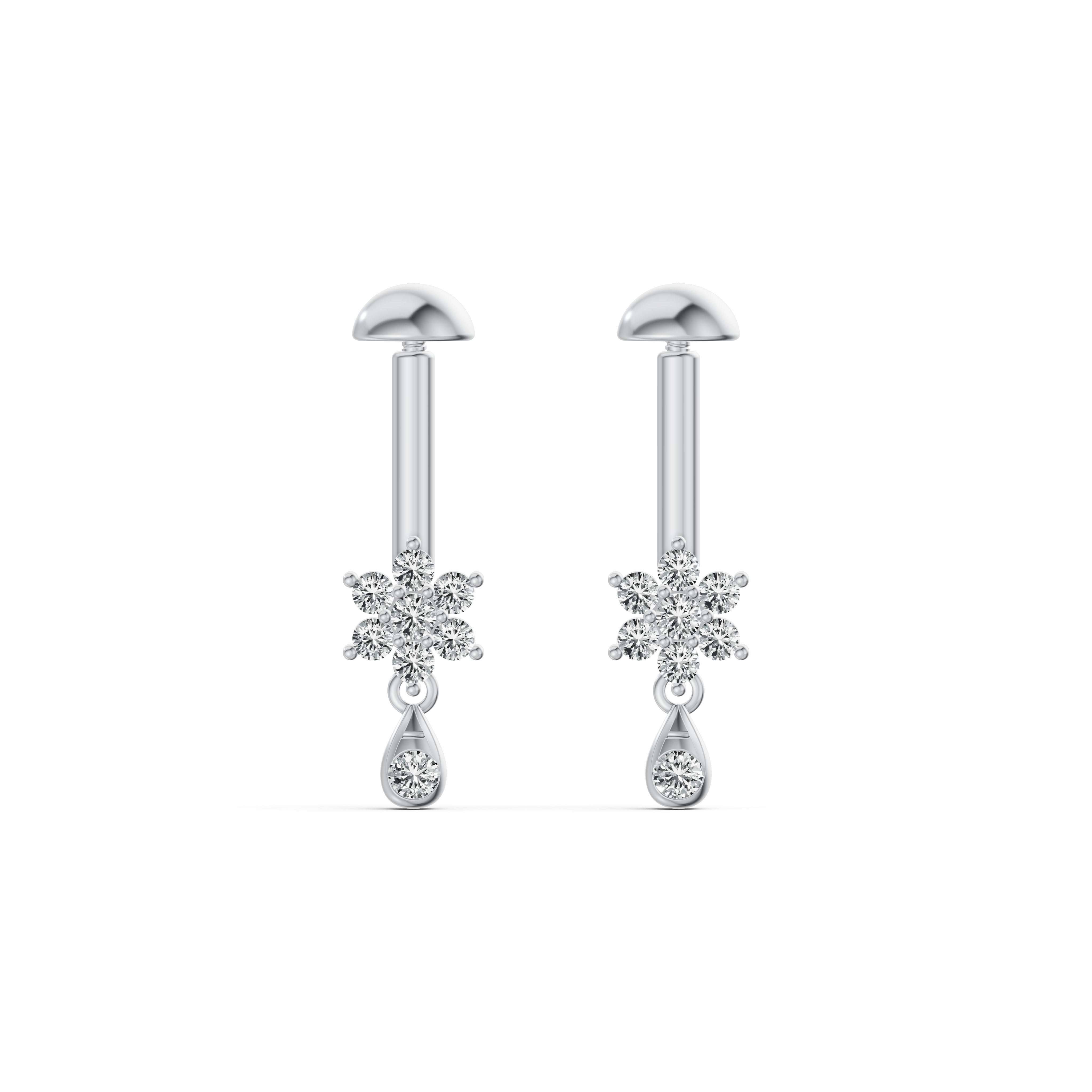 Floral Drop Diamond Koppu Earrings