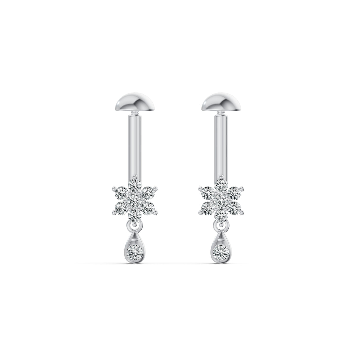 Floral Drop Diamond Koppu Earrings