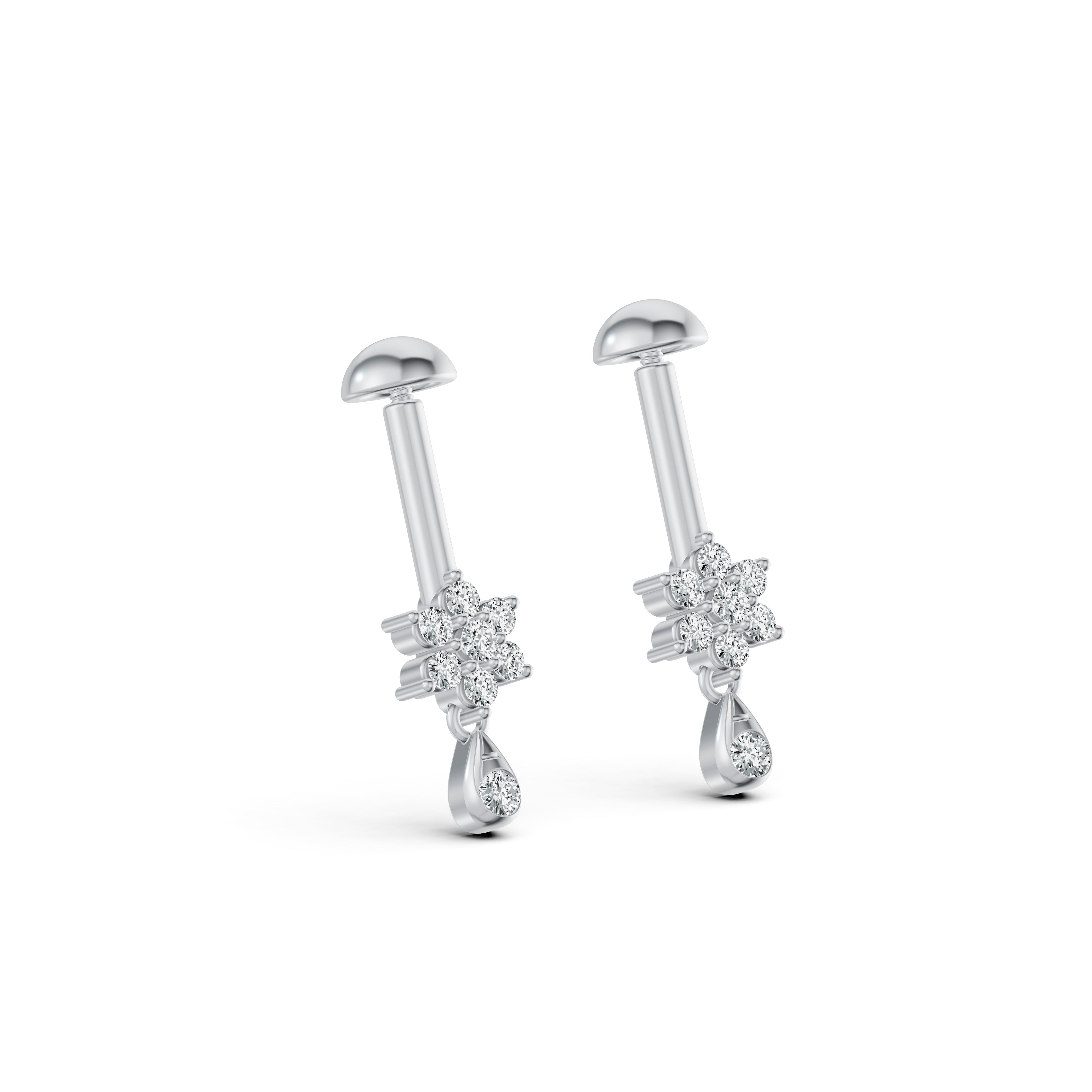 Floral Drop Diamond Koppu Earrings