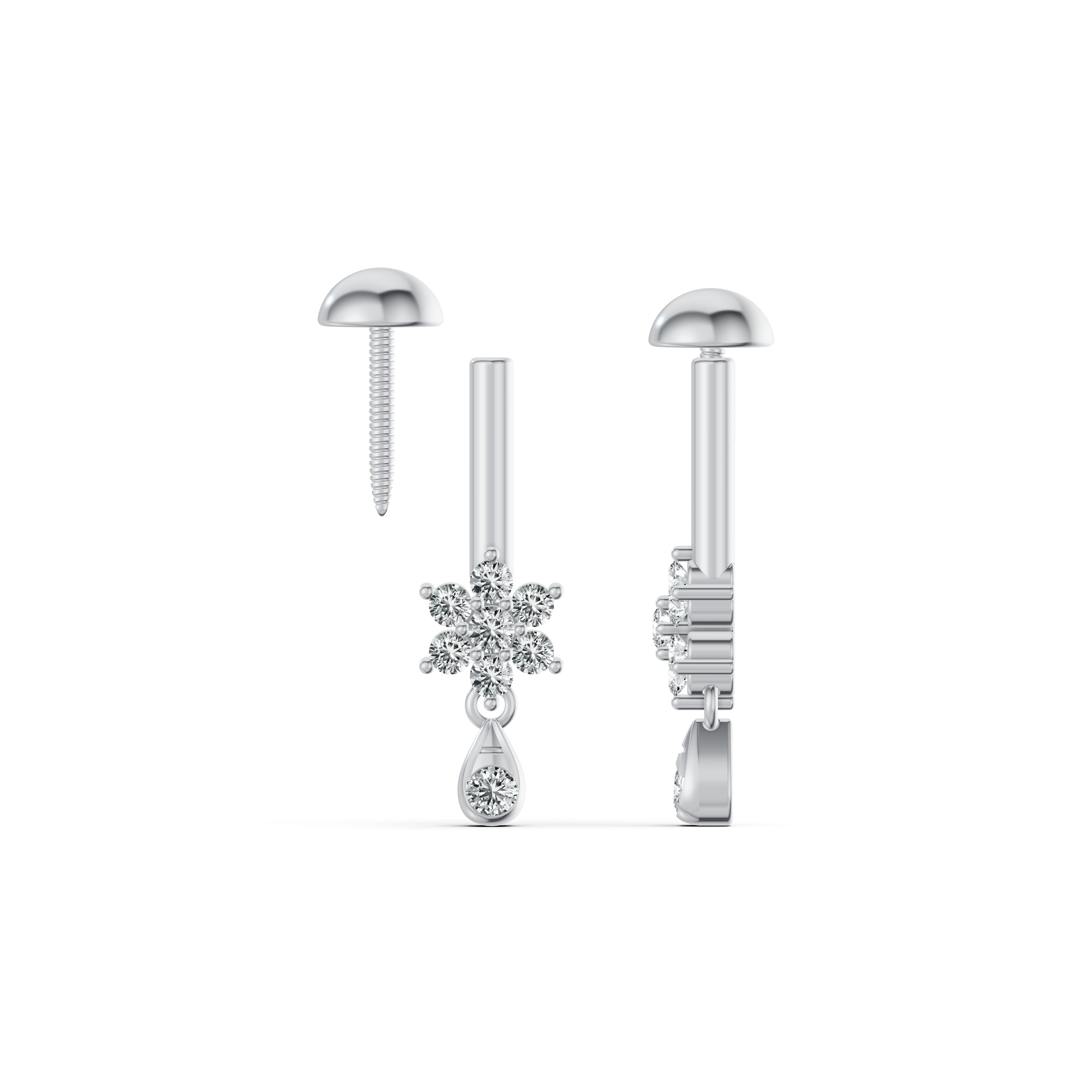 Floral Drop Diamond Koppu Earrings