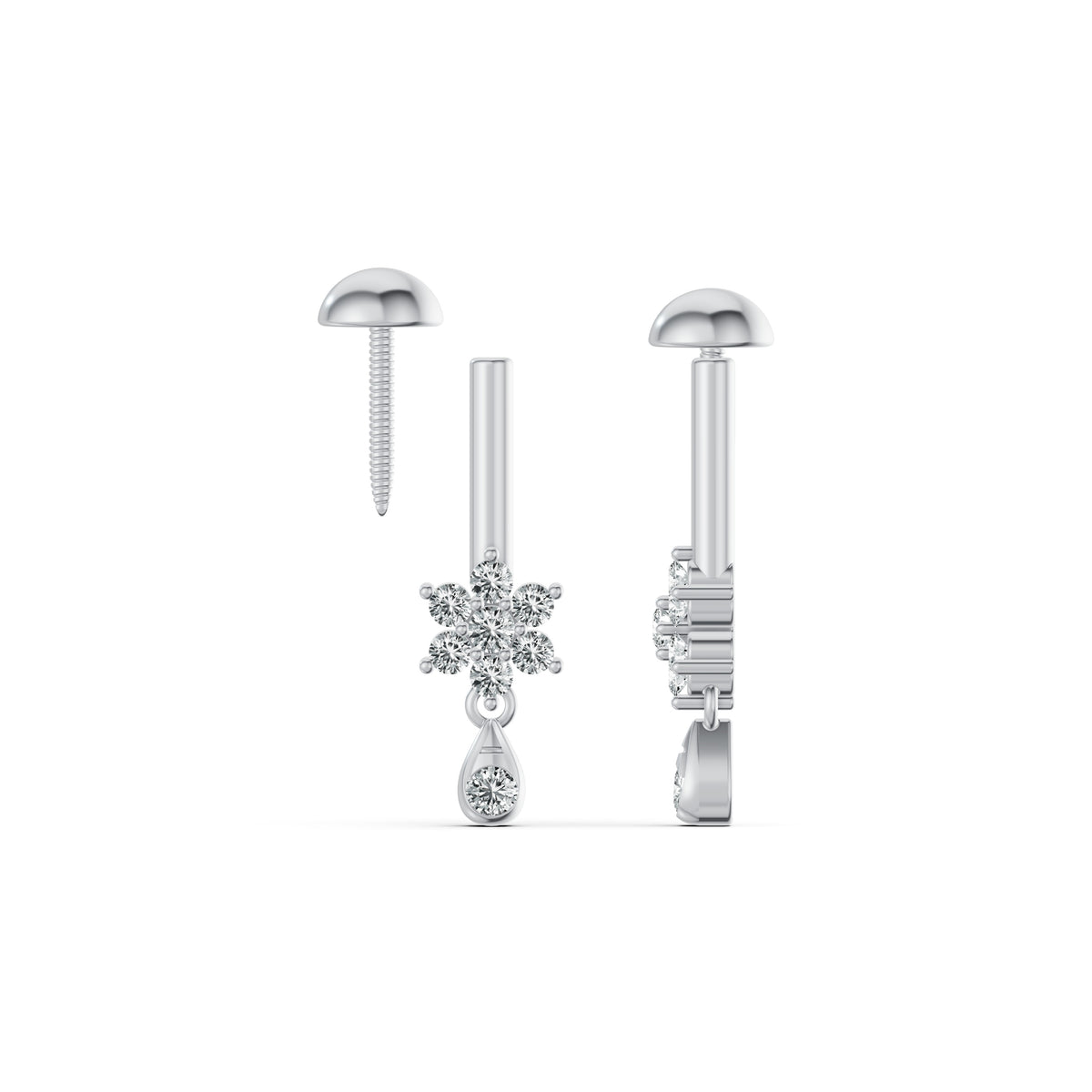 Floral Drop Diamond Koppu Earrings