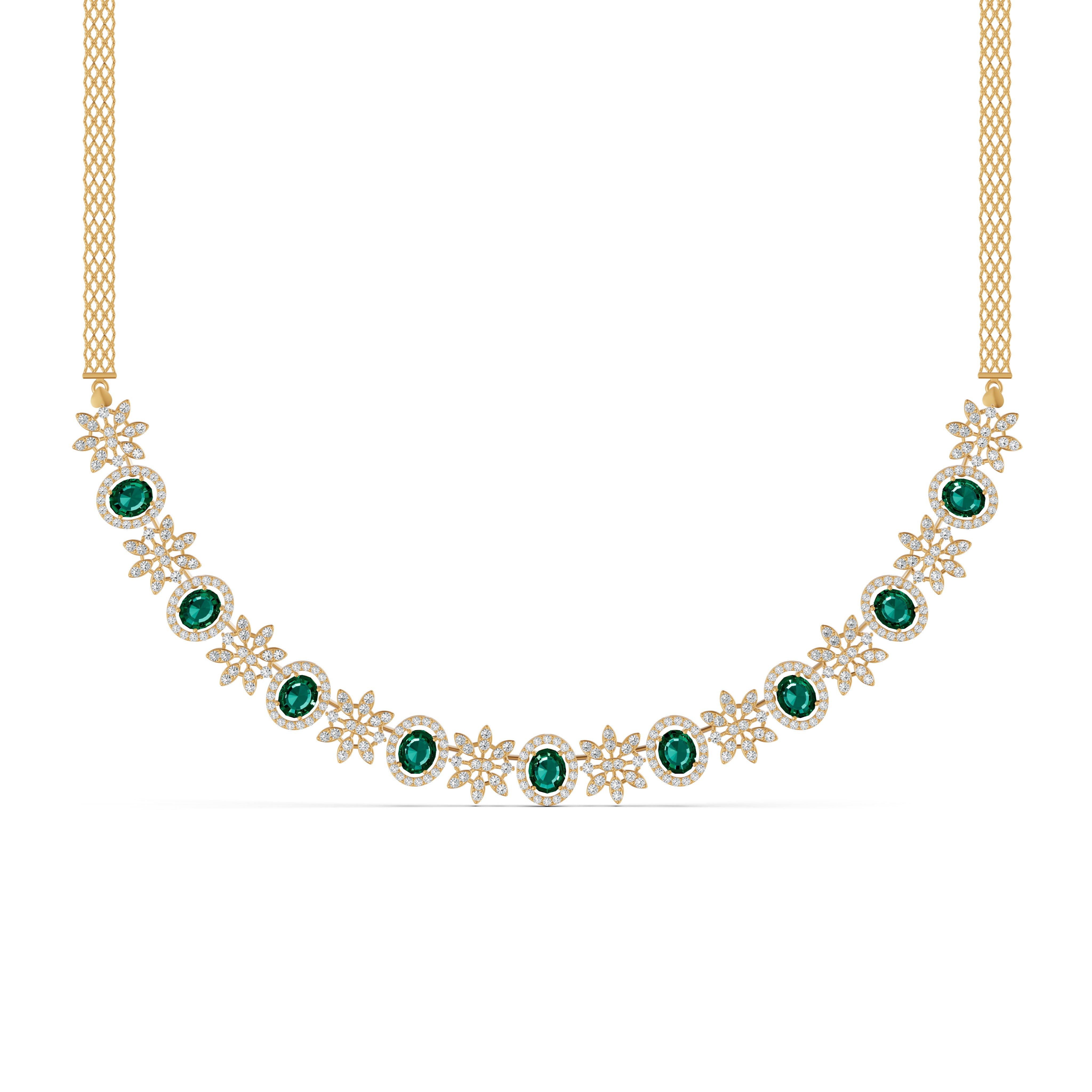 Emerald Blossom Diamond Necklace