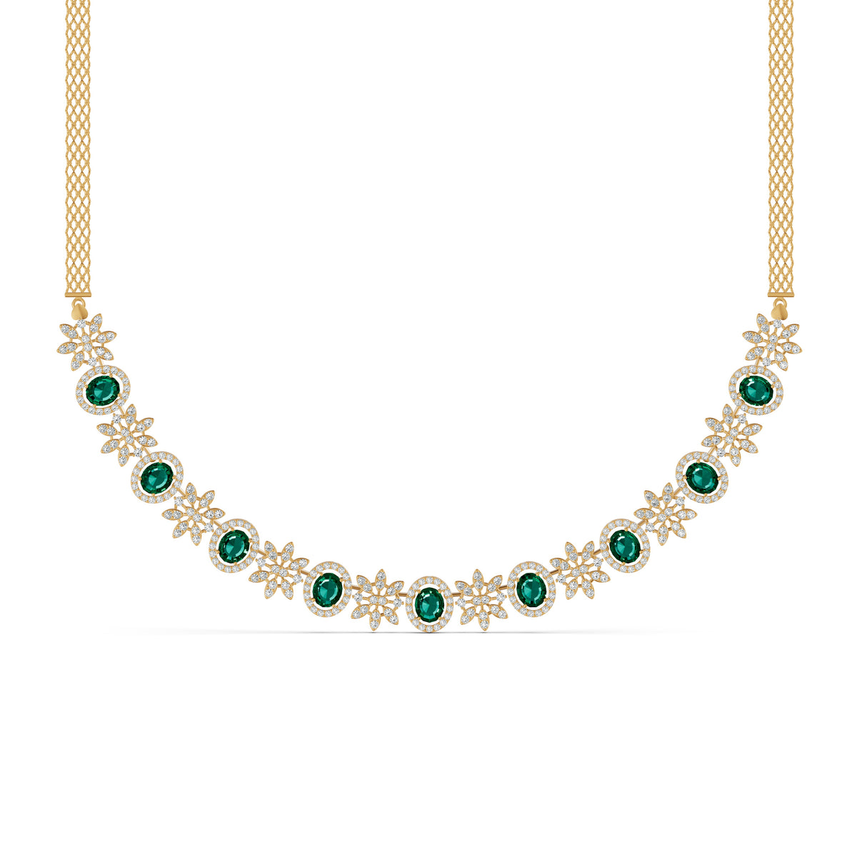 Emerald Blossom Diamond Necklace