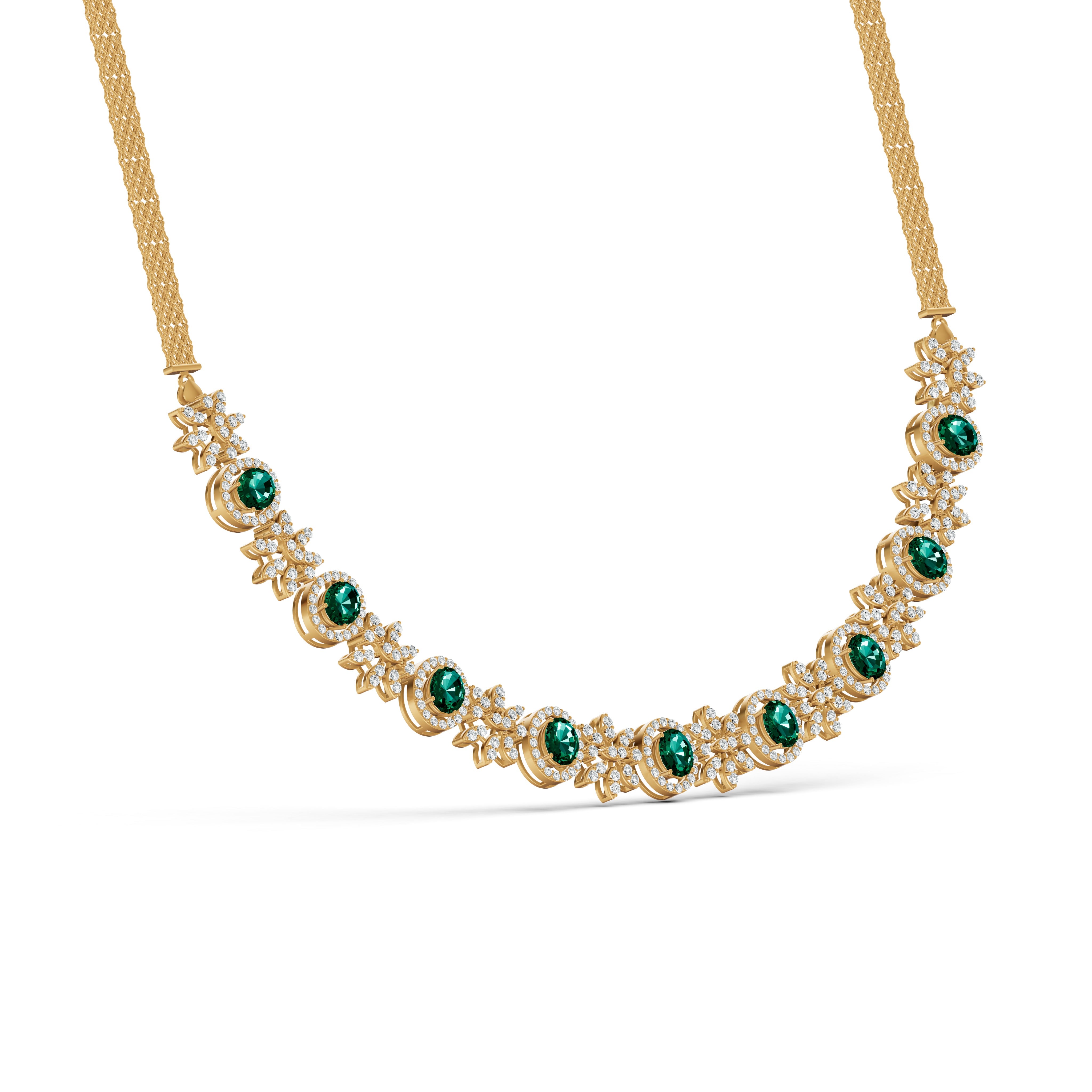 Emerald Blossom Diamond Necklace