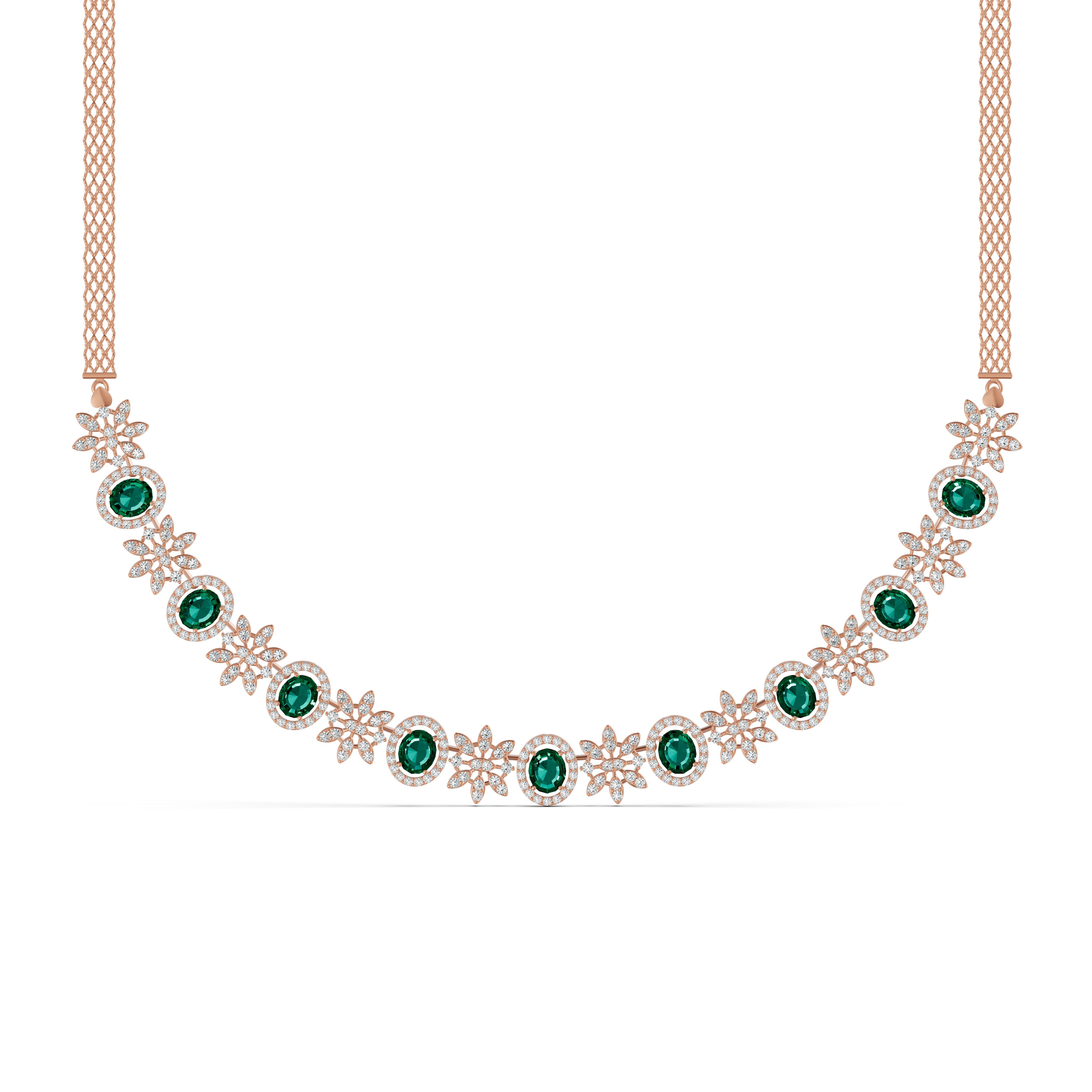 Emerald Blossom Diamond Necklace