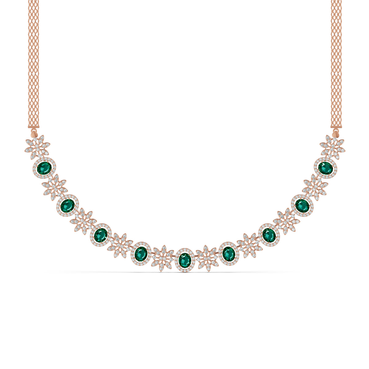 Emerald Blossom Diamond Necklace