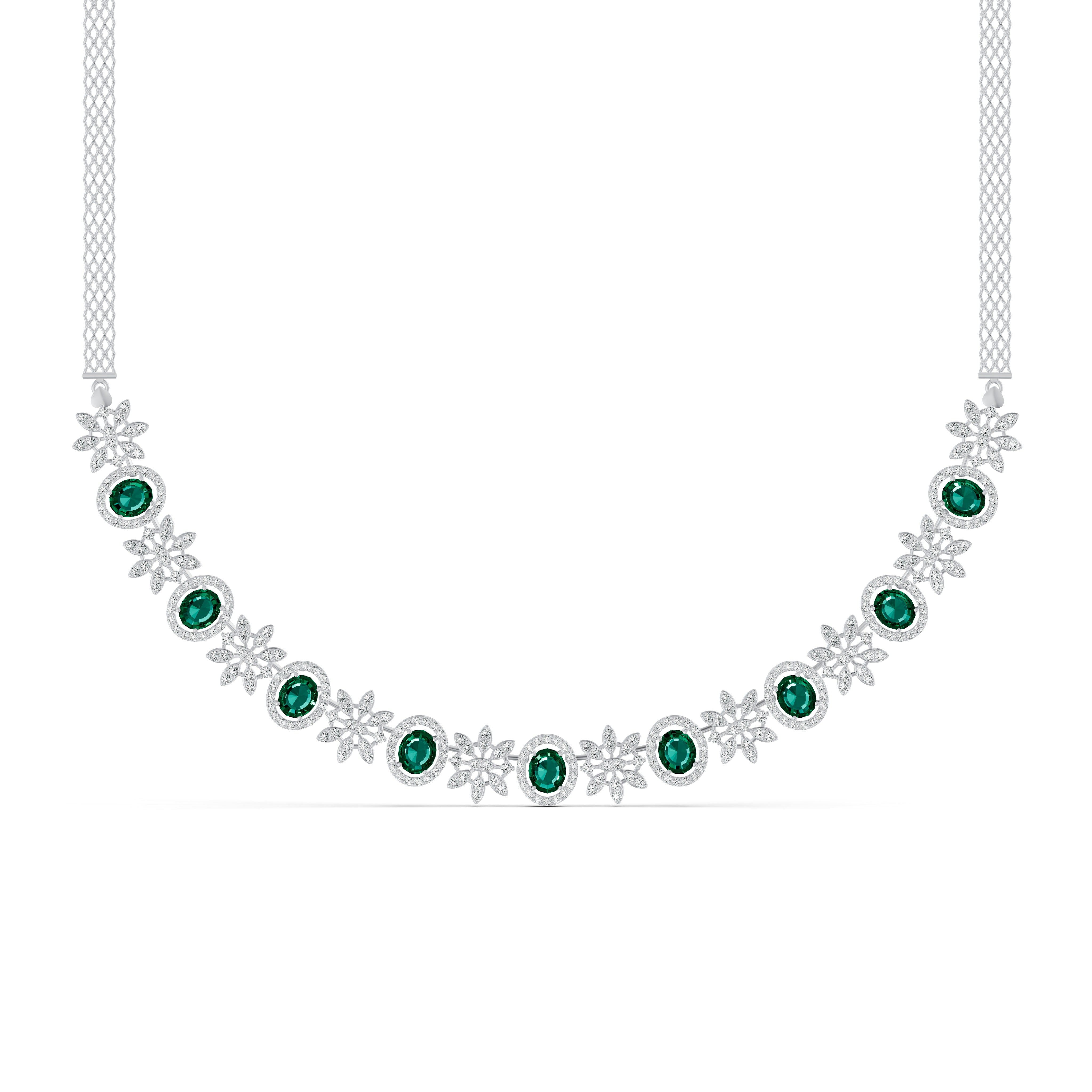Emerald Blossom Diamond Necklace