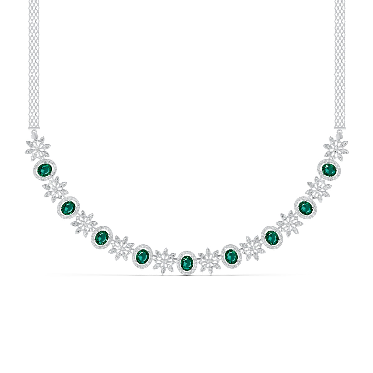 Emerald Blossom Diamond Necklace