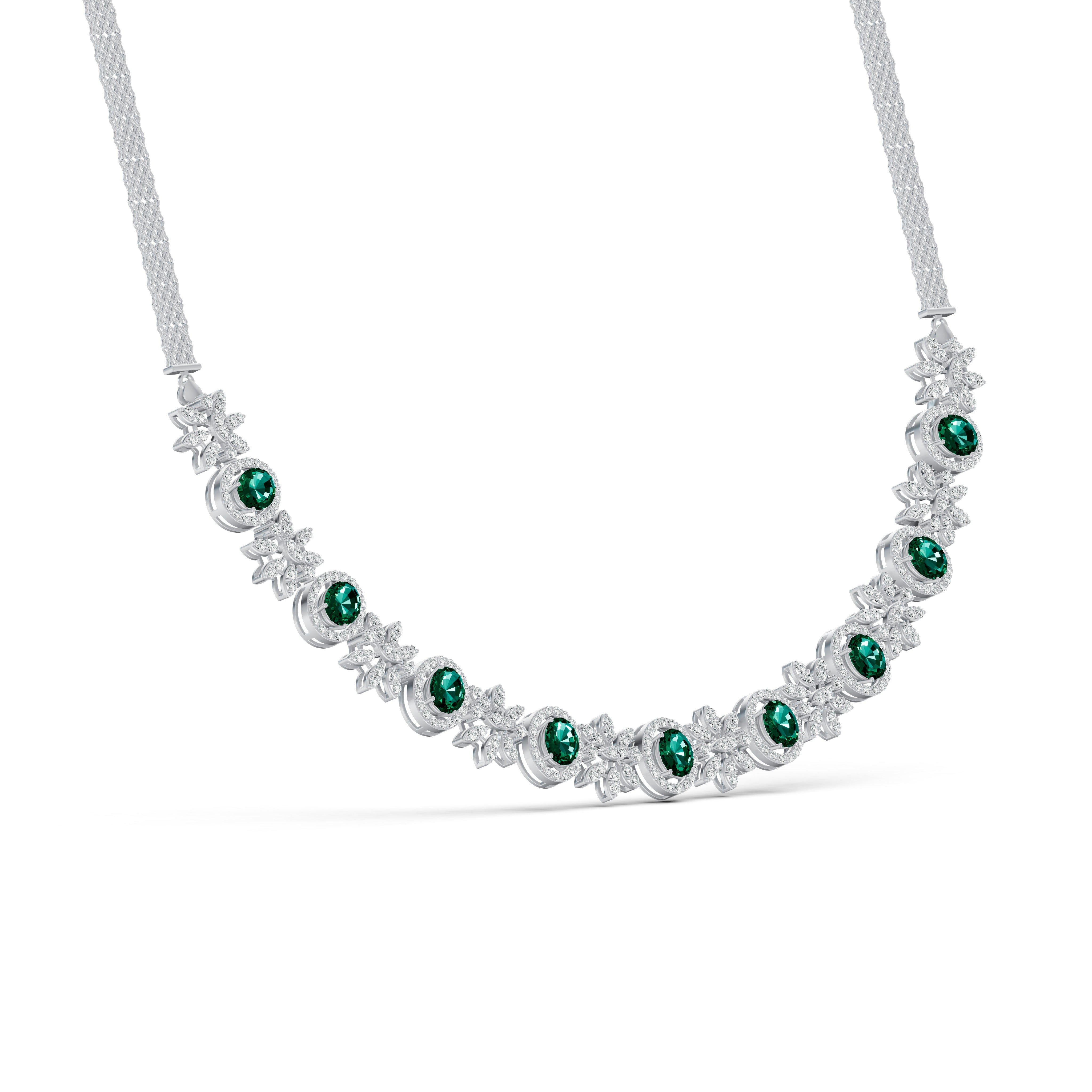 Emerald Blossom Diamond Necklace