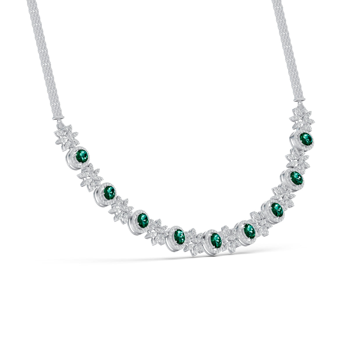 Emerald Blossom Diamond Necklace