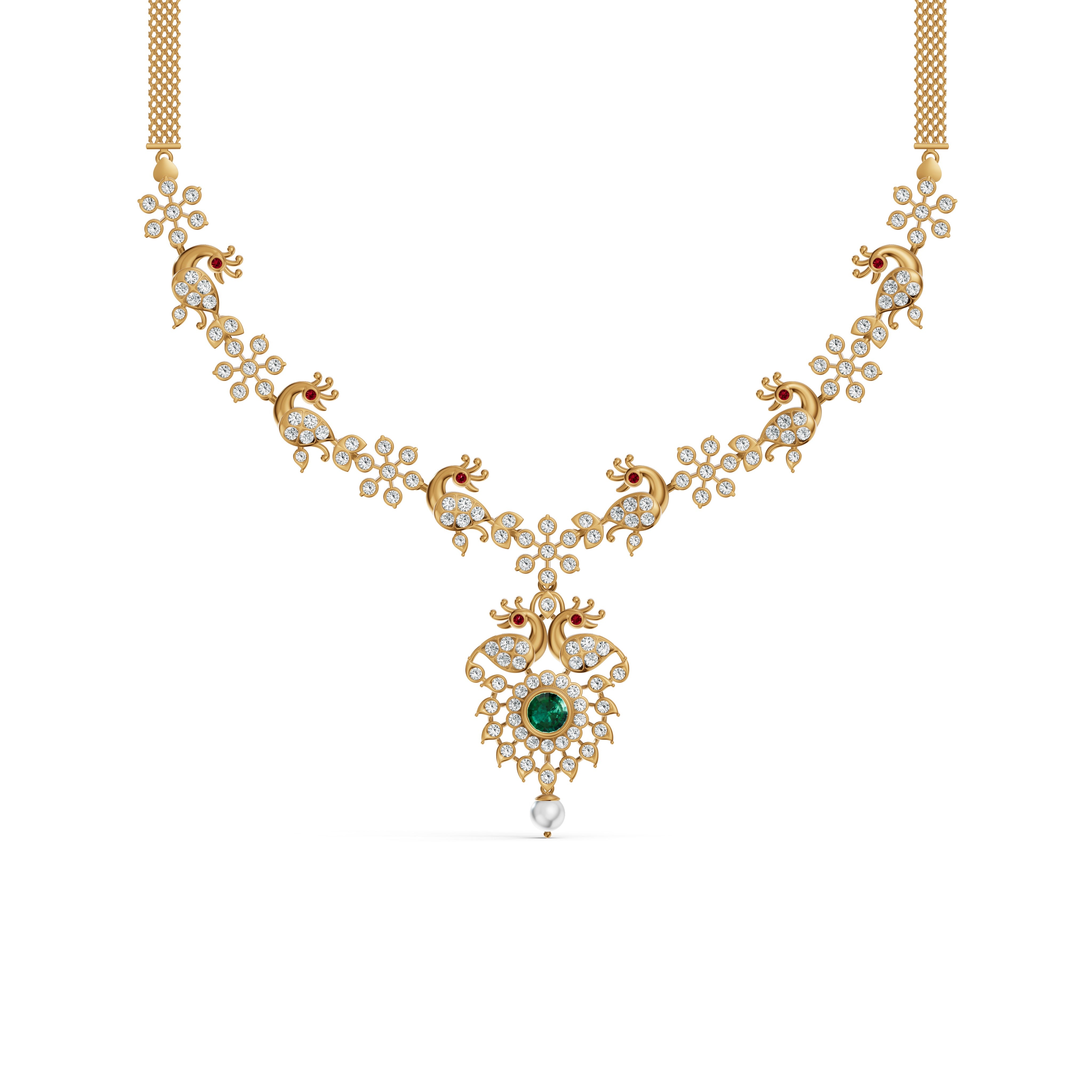 Regal Peacock Diamond Necklace