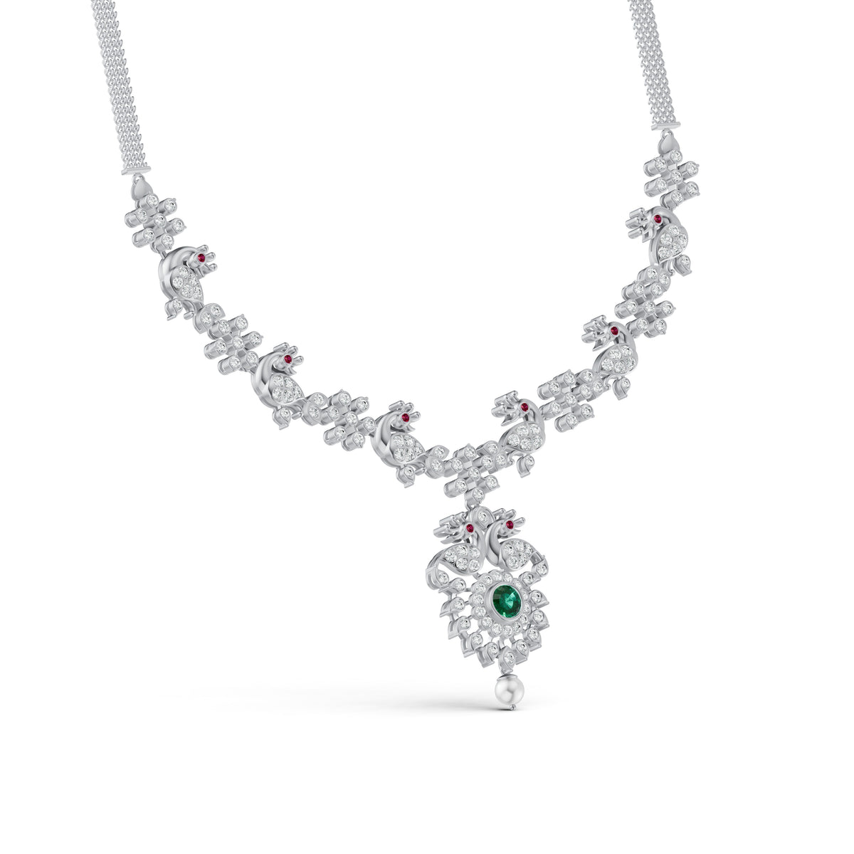 Regal Peacock Diamond Necklace