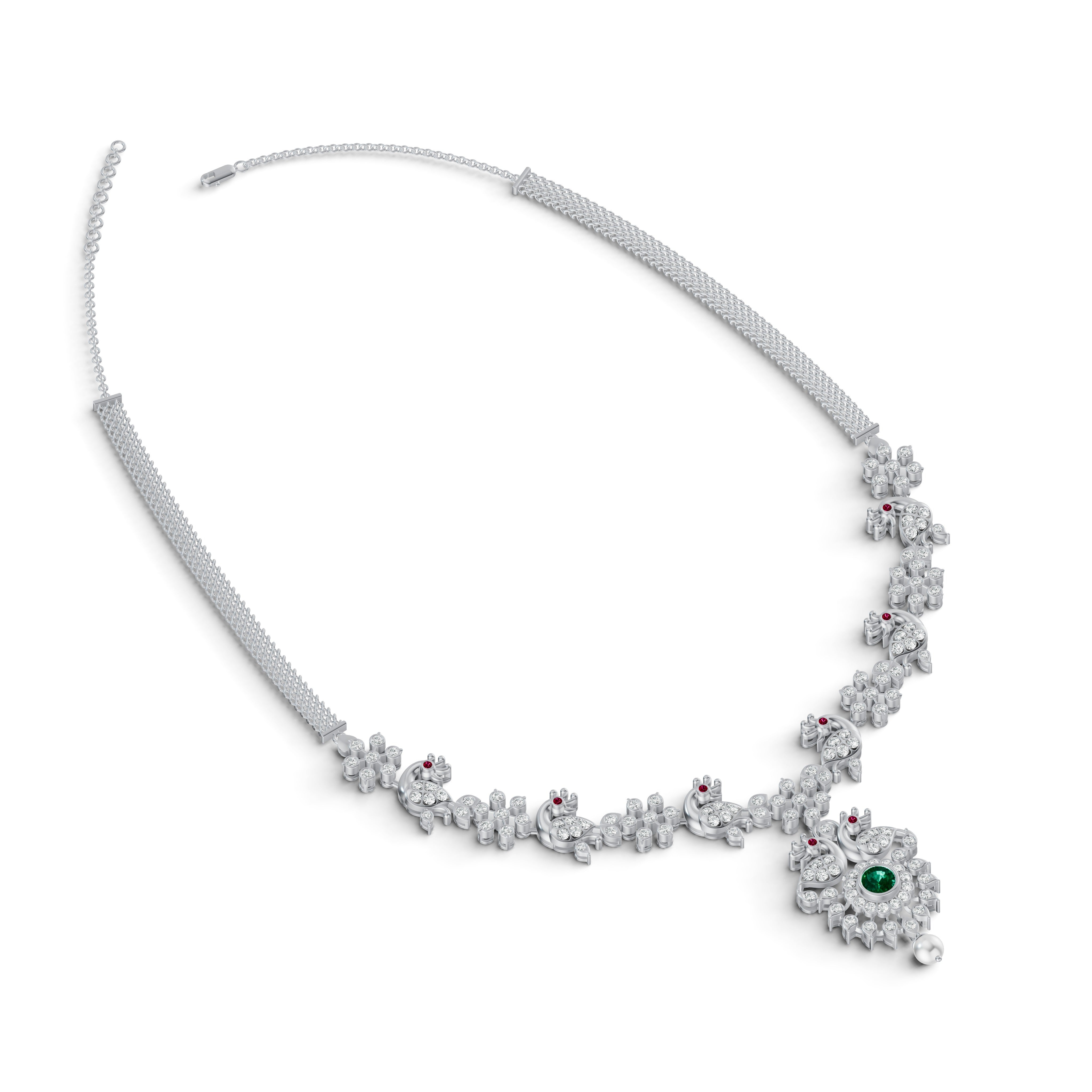 Regal Peacock Diamond Necklace