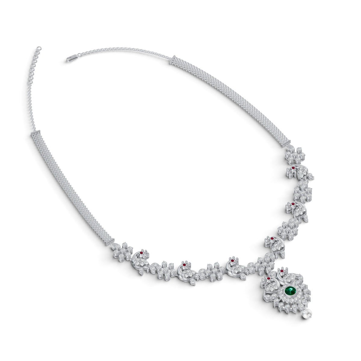Regal Peacock Diamond Necklace