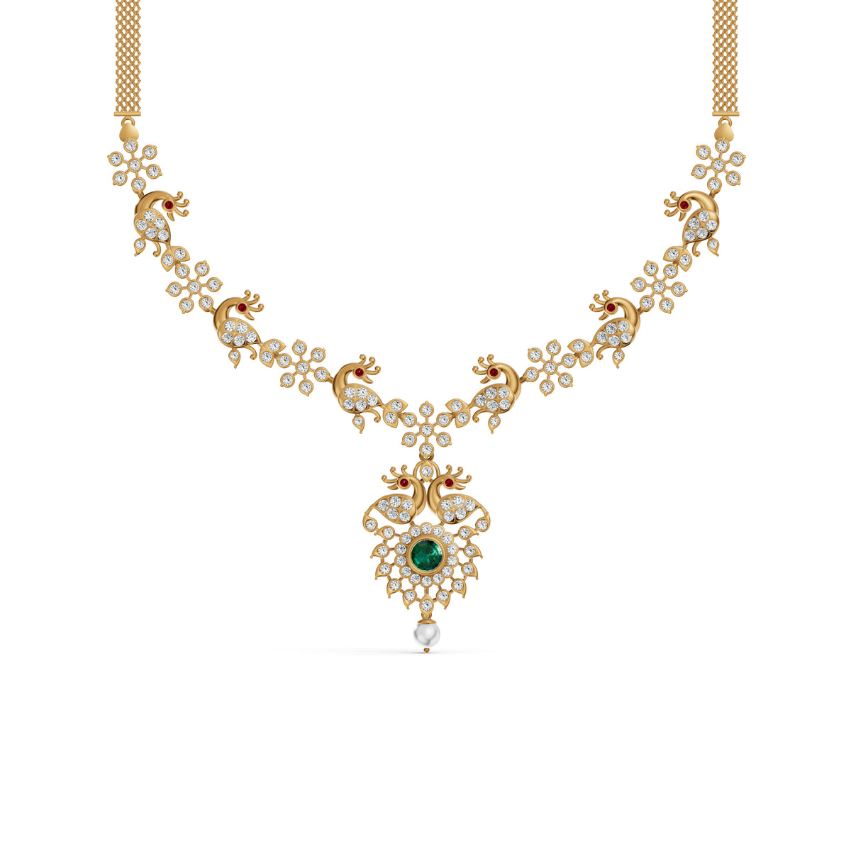 Regal Peacock Diamond Necklace