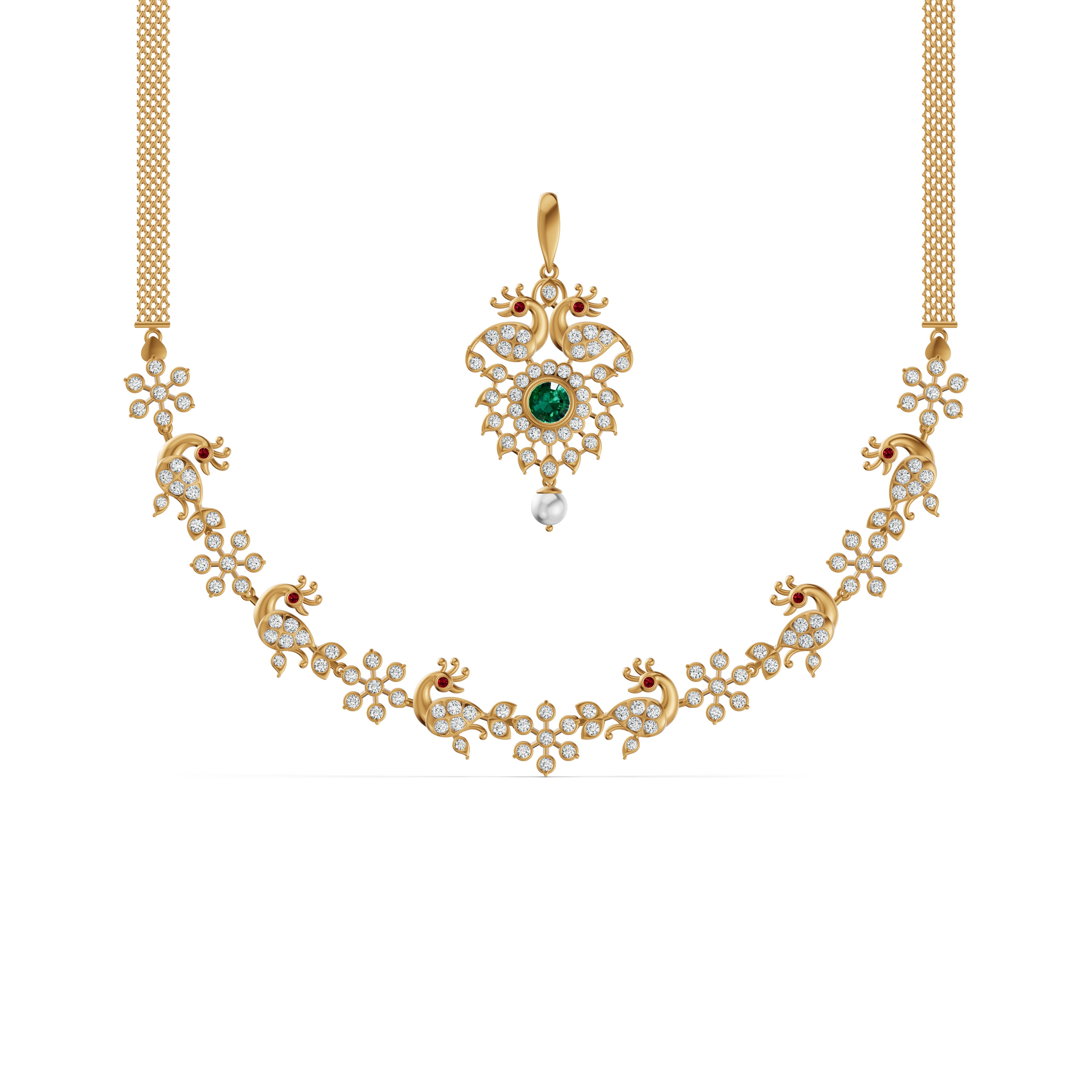Regal Peacock Diamond Necklace