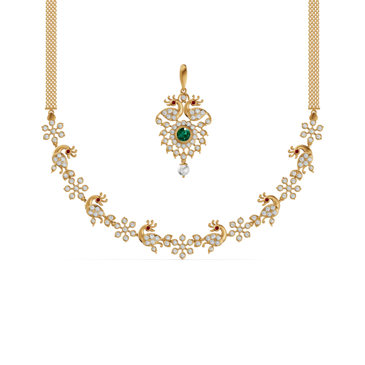 Regal Peacock Diamond Necklace