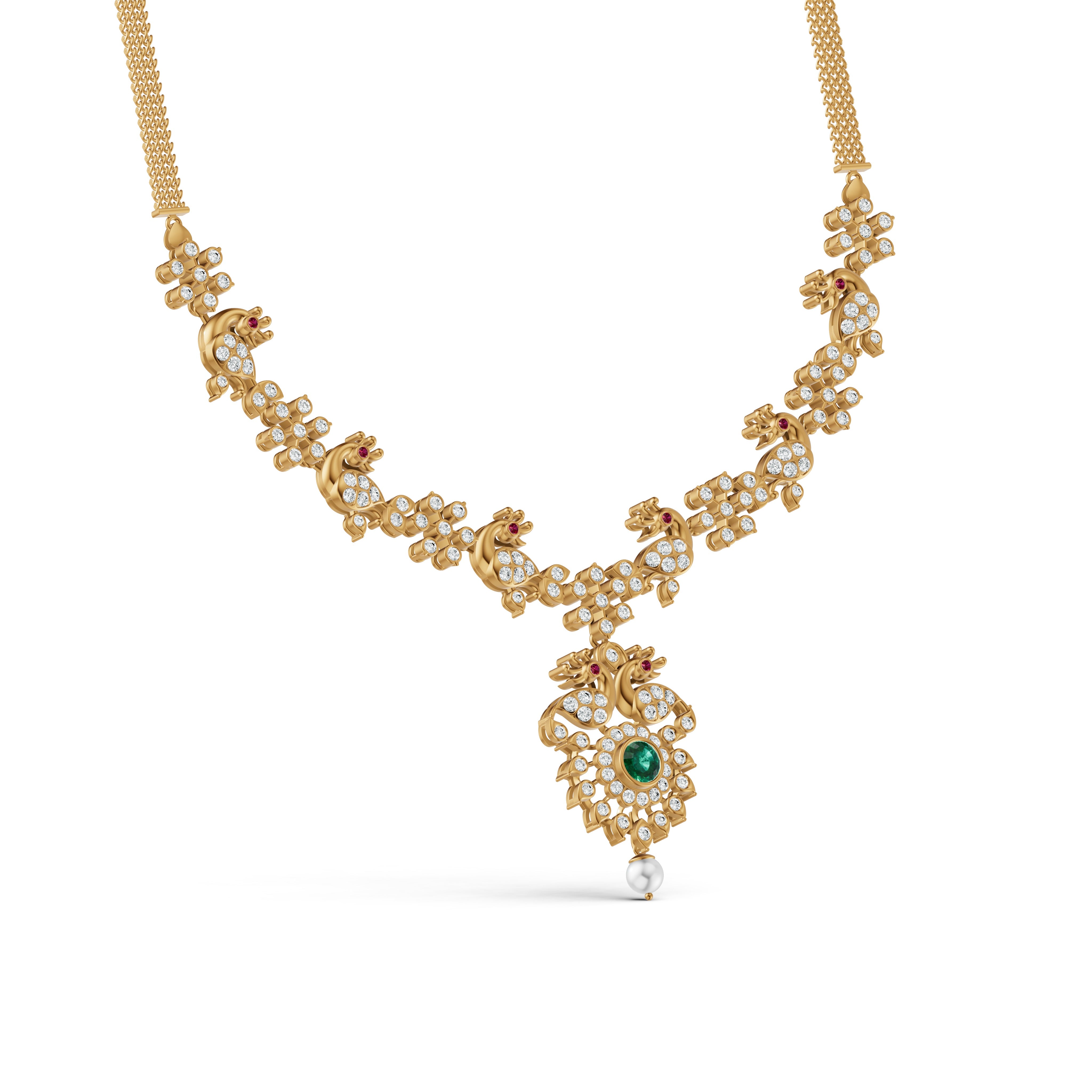 Regal Peacock Diamond Necklace